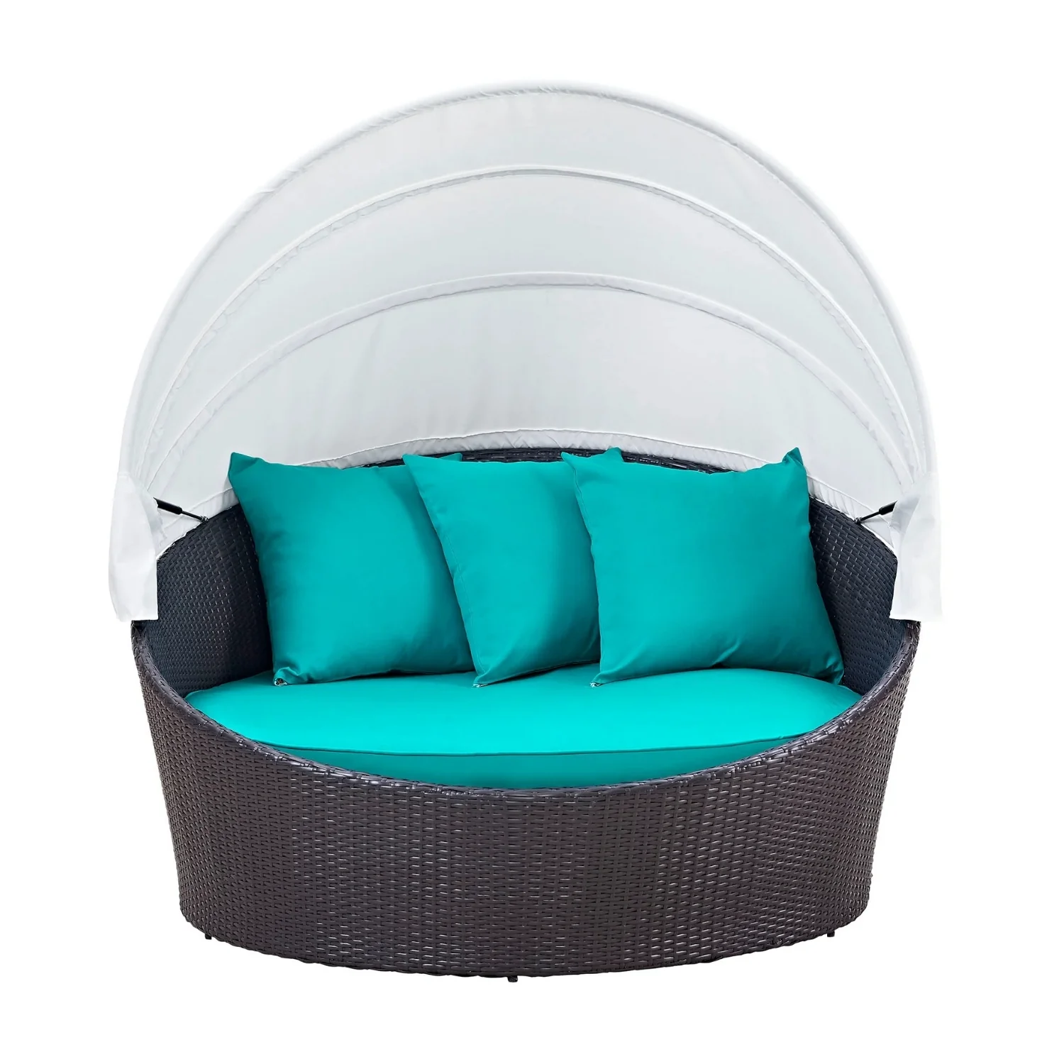 Outdoor Rattan Wicker Patio Daybed with Retractable Canopy - Image 3