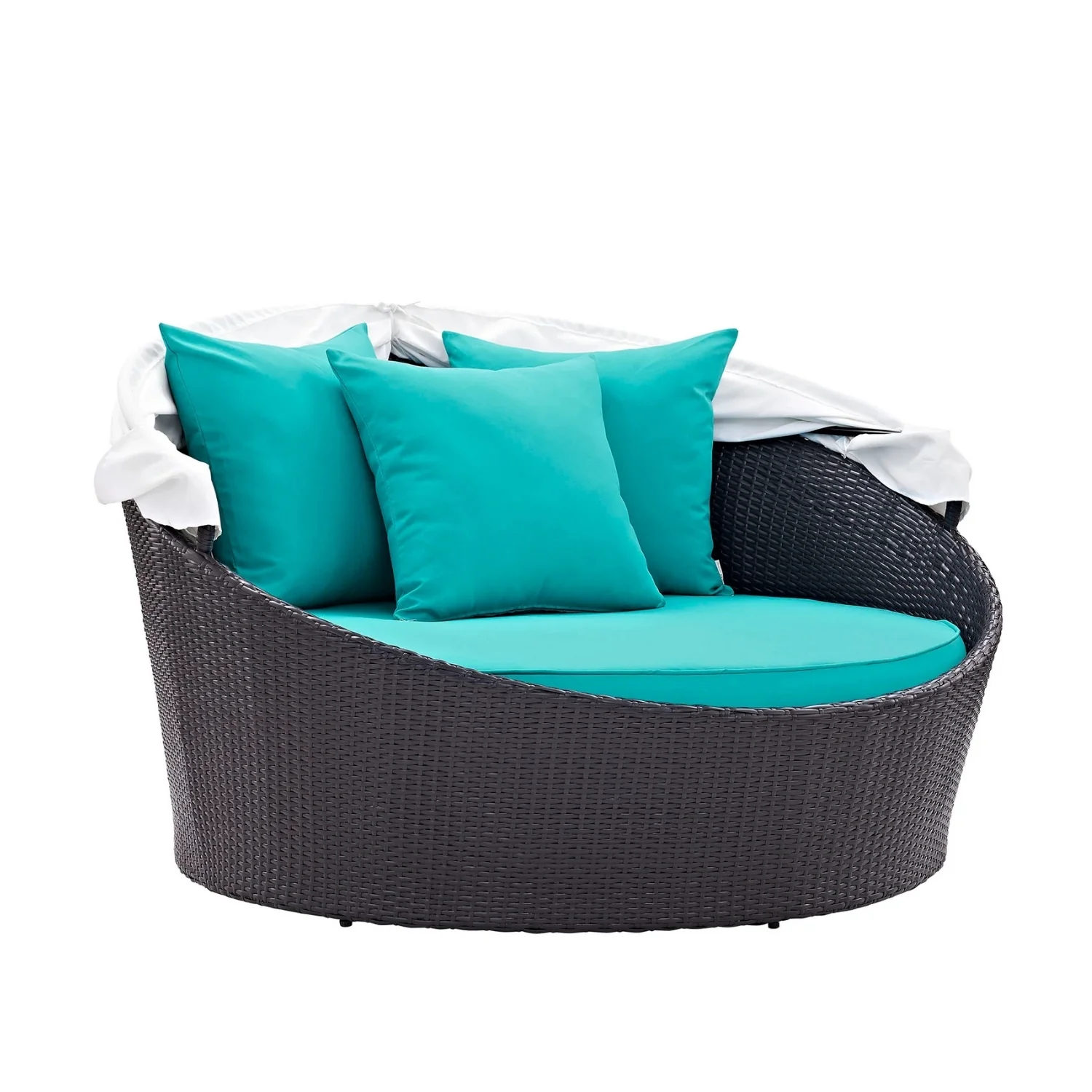 Outdoor Rattan Wicker Patio Daybed with Retractable Canopy - Image 7