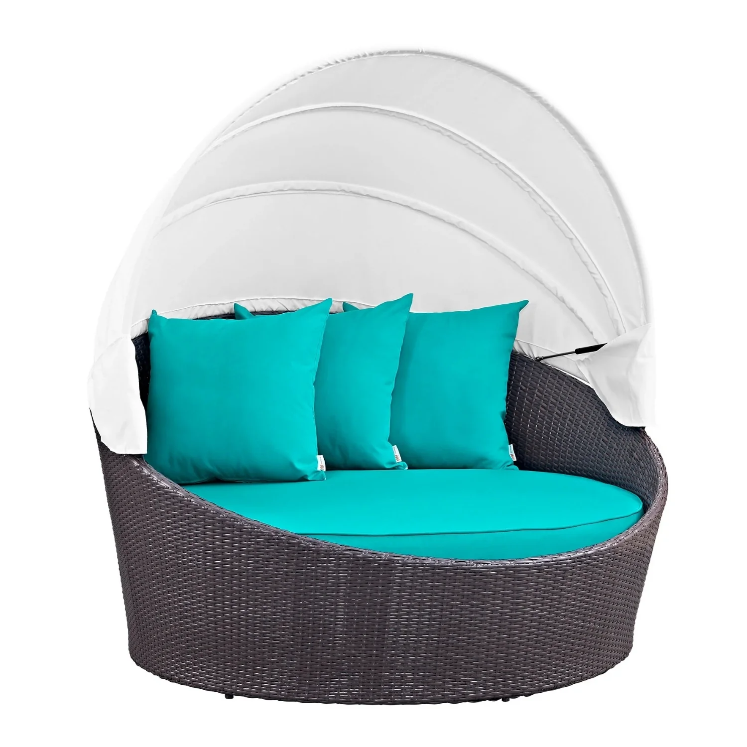 Outdoor Rattan Wicker Patio Daybed with Retractable Canopy - Image 8