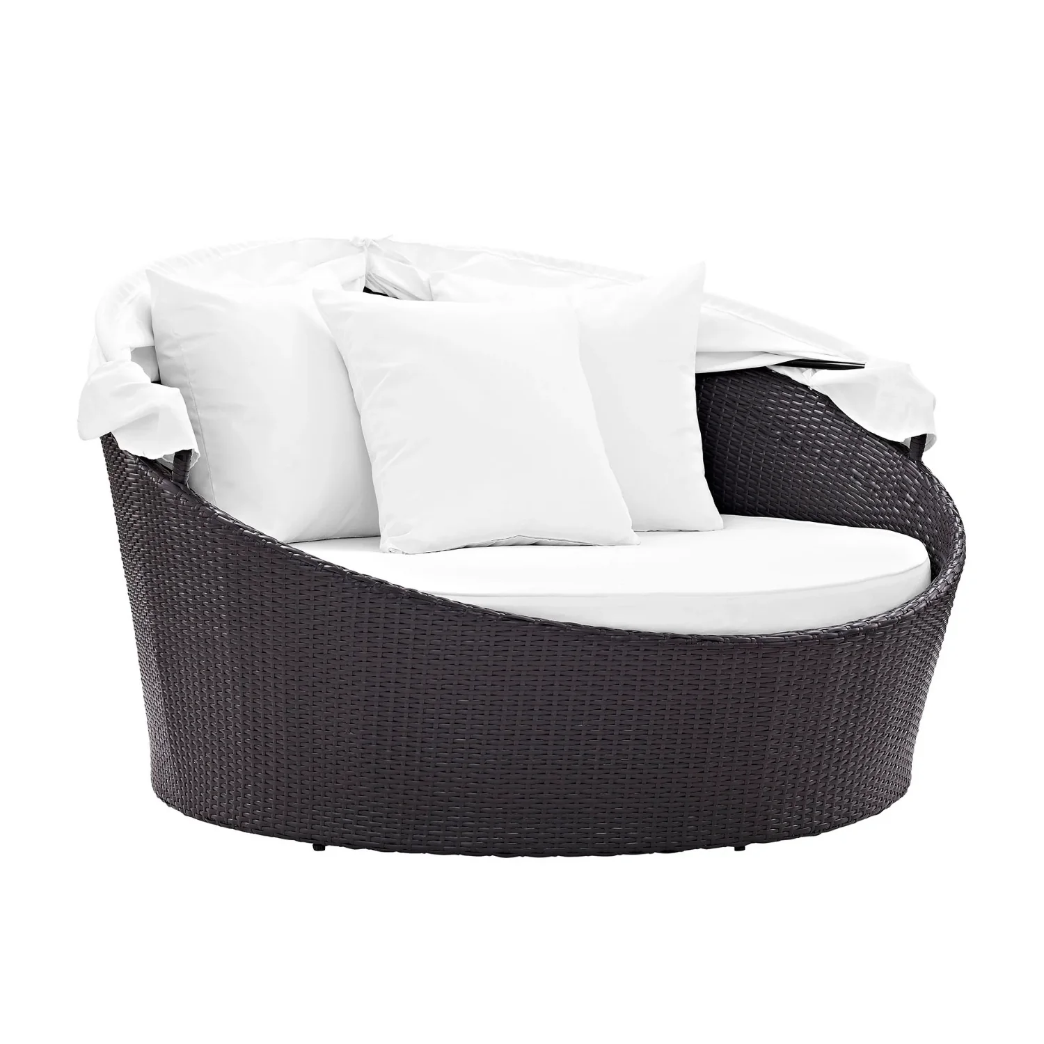 Outdoor Rattan Wicker Patio Daybed with Retractable Canopy - Image 7
