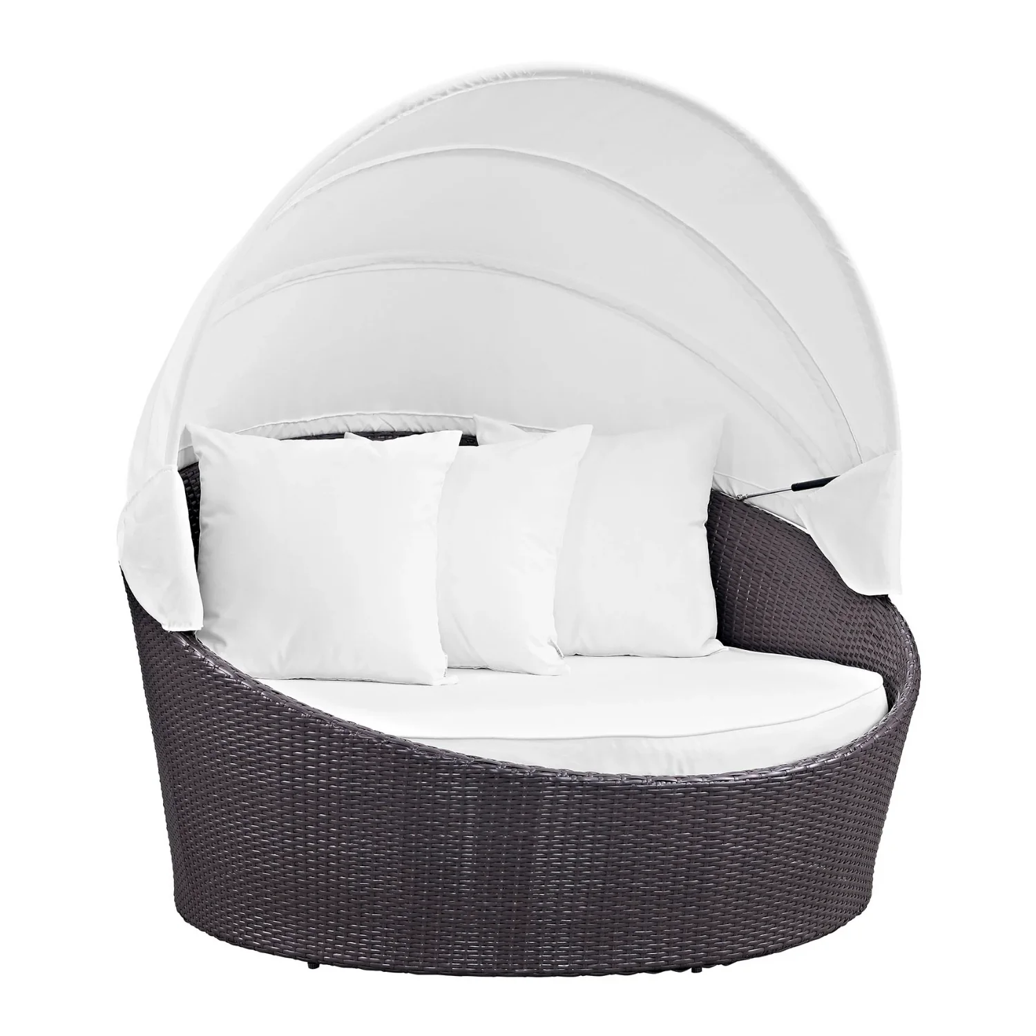 Outdoor Rattan Wicker Patio Daybed with Retractable Canopy - Image 8