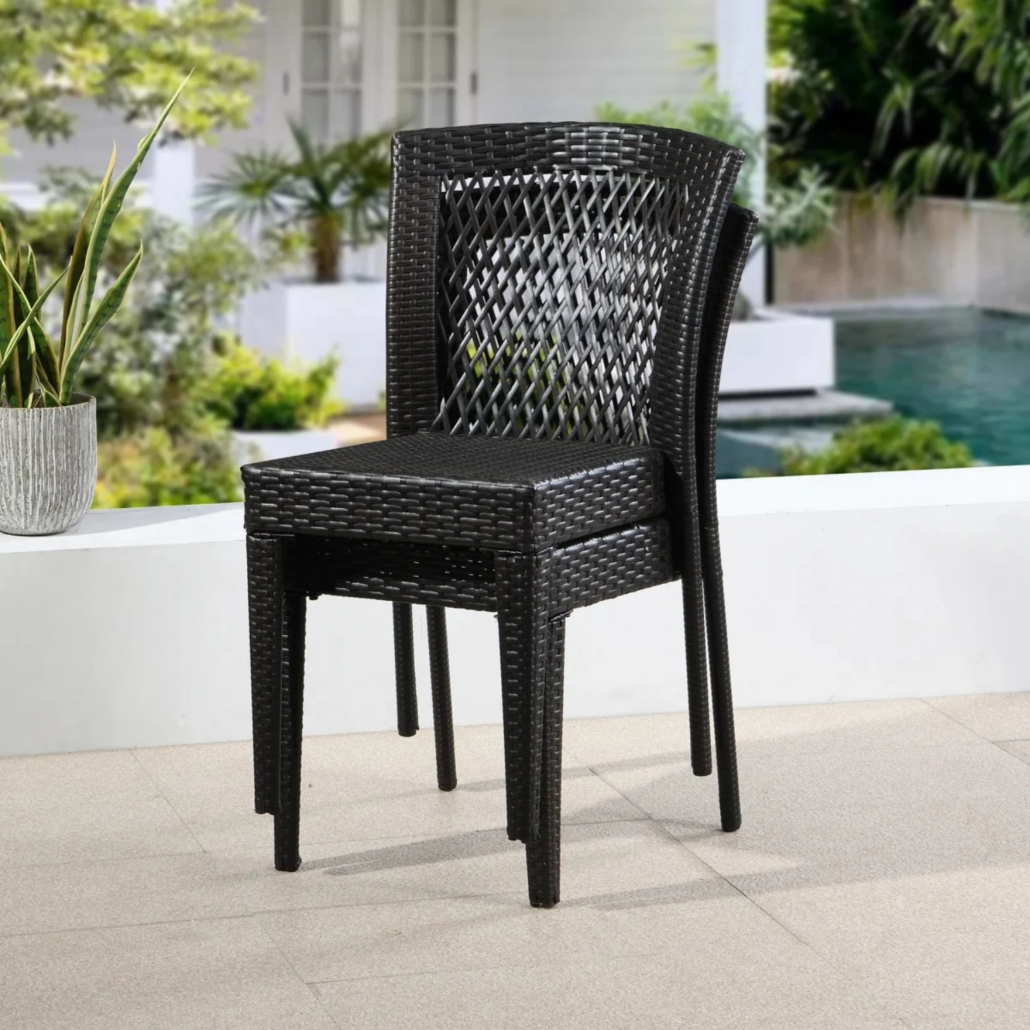 Outdoor Rattan Wicker Patio Dining Chairs - Image 14