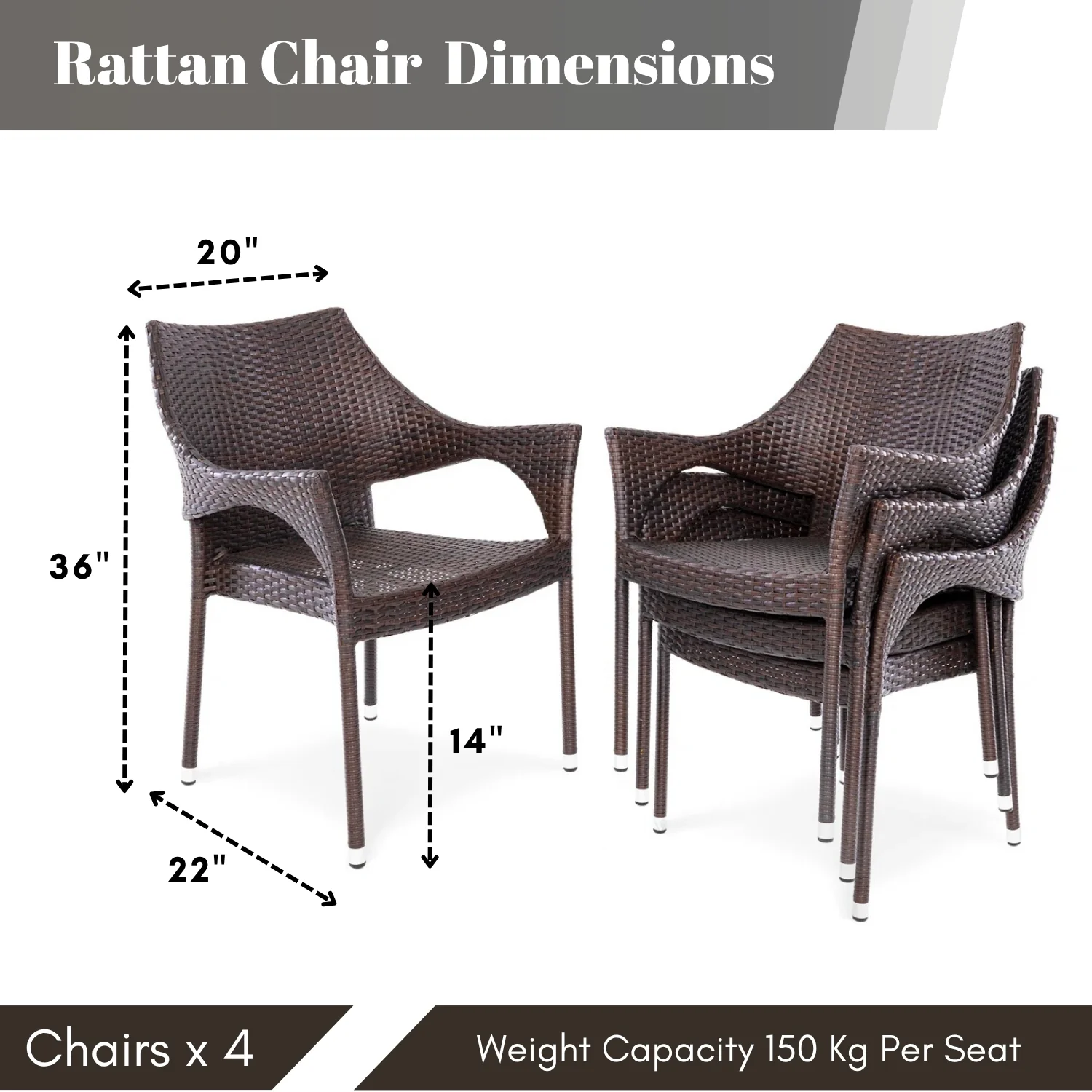 Outdoor Rattan Wicker Patio Dining Chairs - Image 2