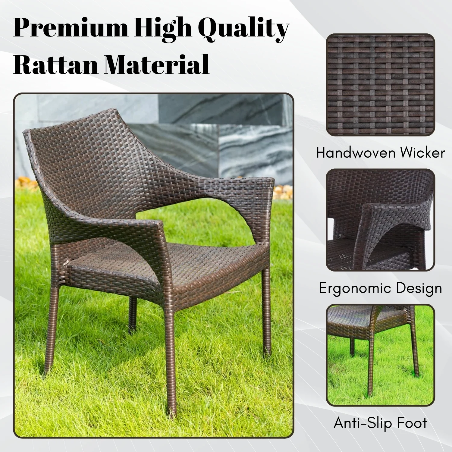 Outdoor Rattan Wicker Patio Dining Chairs - Image 4