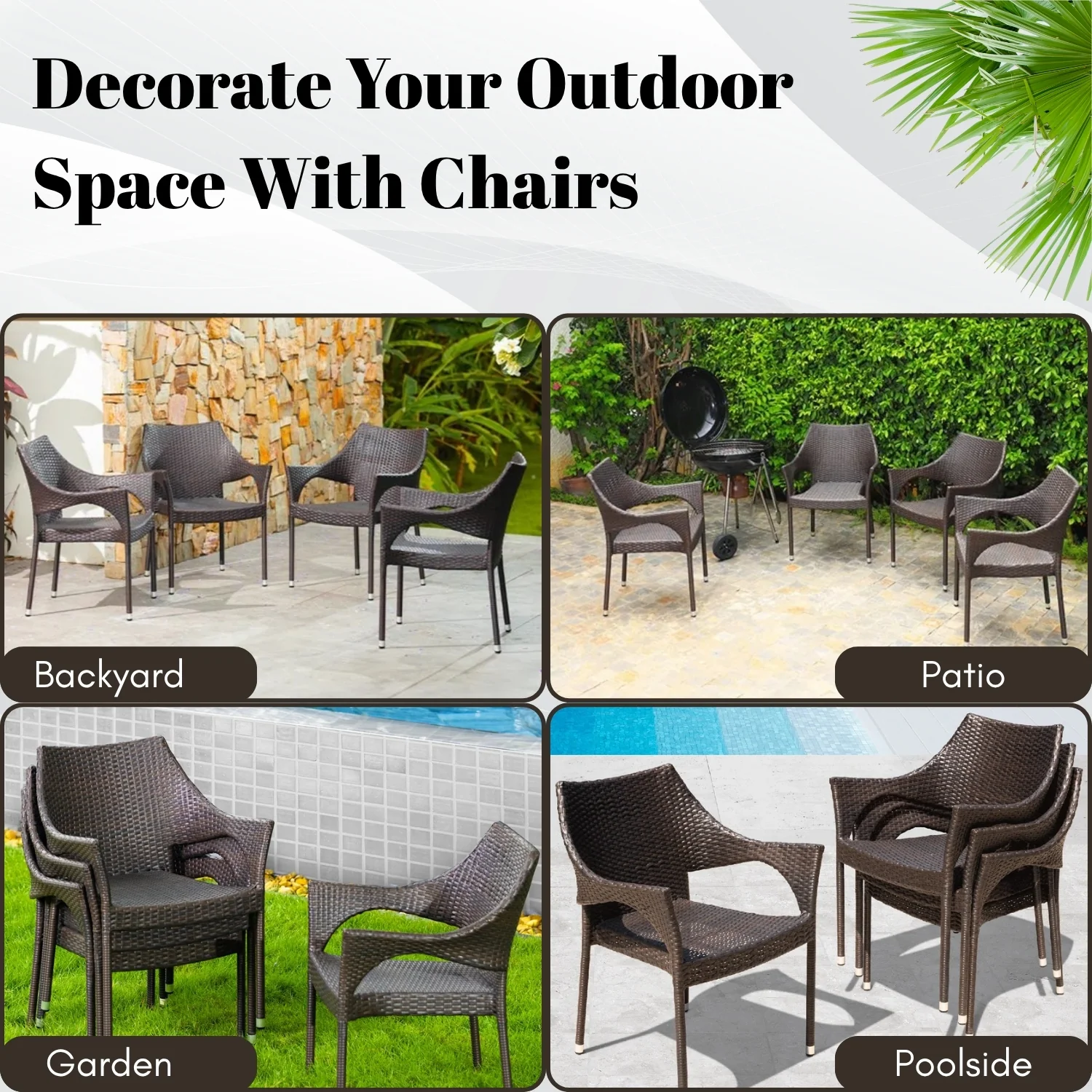 Outdoor Rattan Wicker Patio Dining Chairs - Image 5
