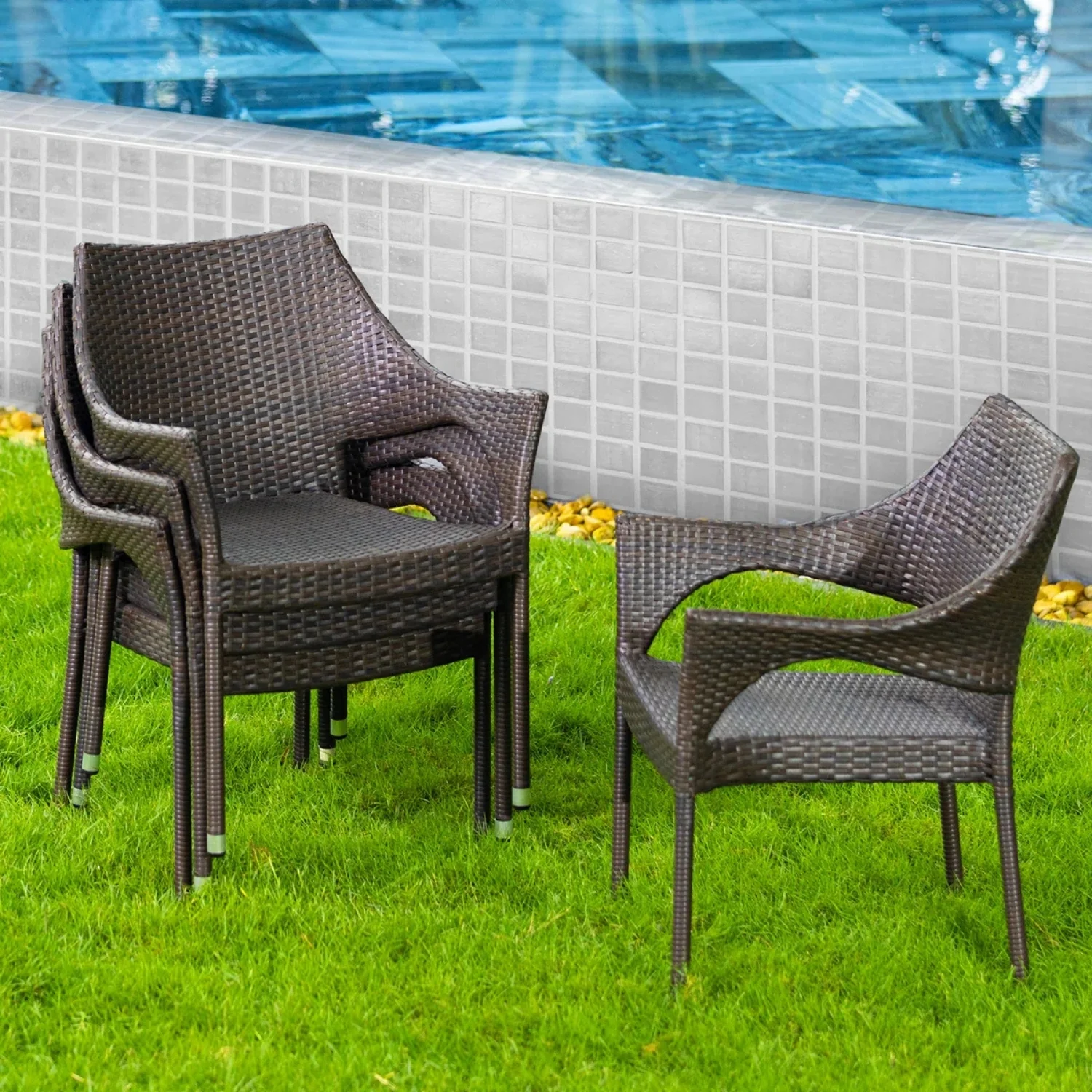 Outdoor Rattan Wicker Patio Dining Chairs - Image 6