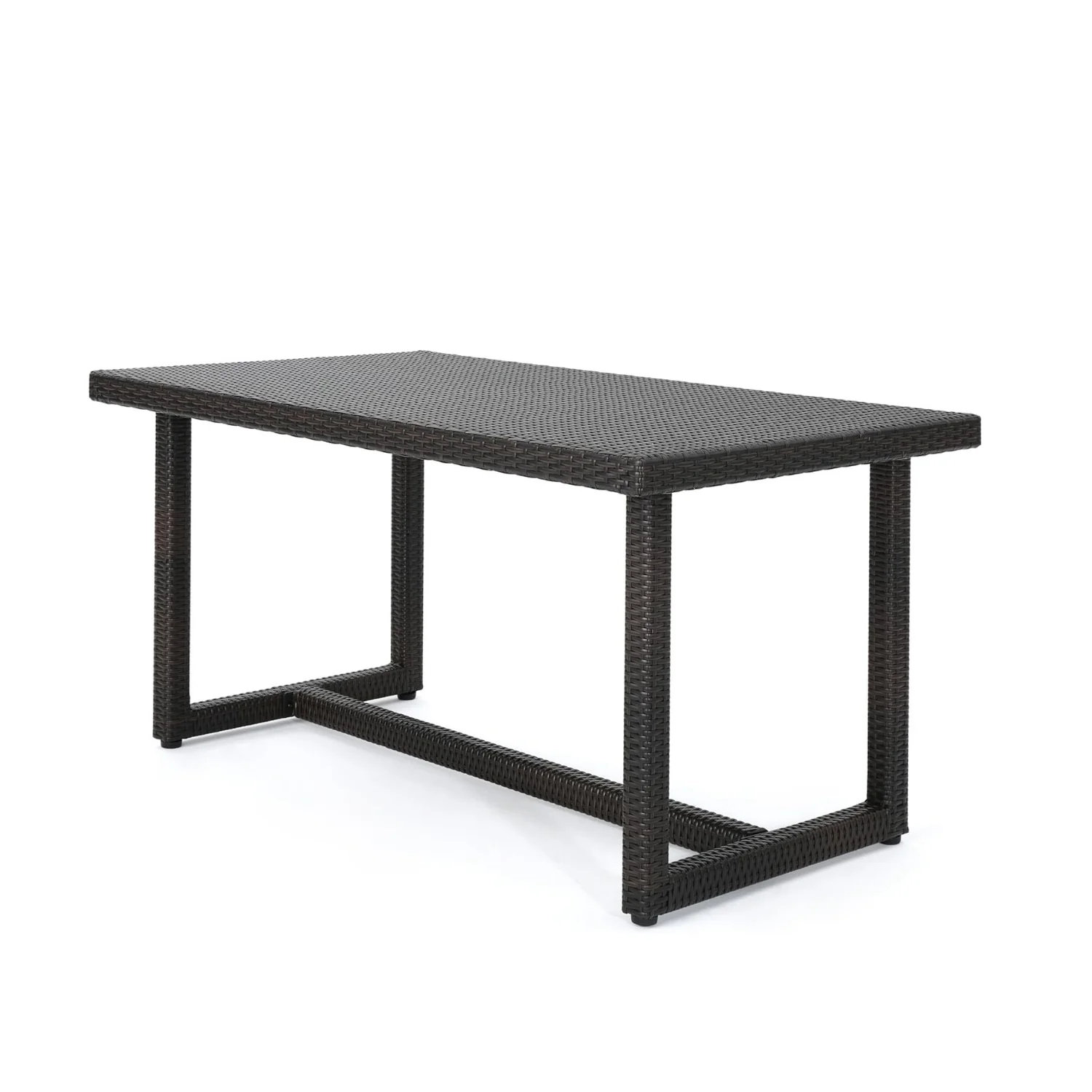 Outdoor Rattan Wicker Patio Table (Dark Brown) - Image 8