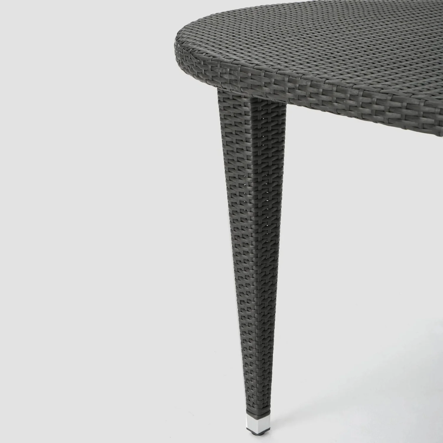 Outdoor Rattan Wicker Round Patio Table (Black) - Image 3