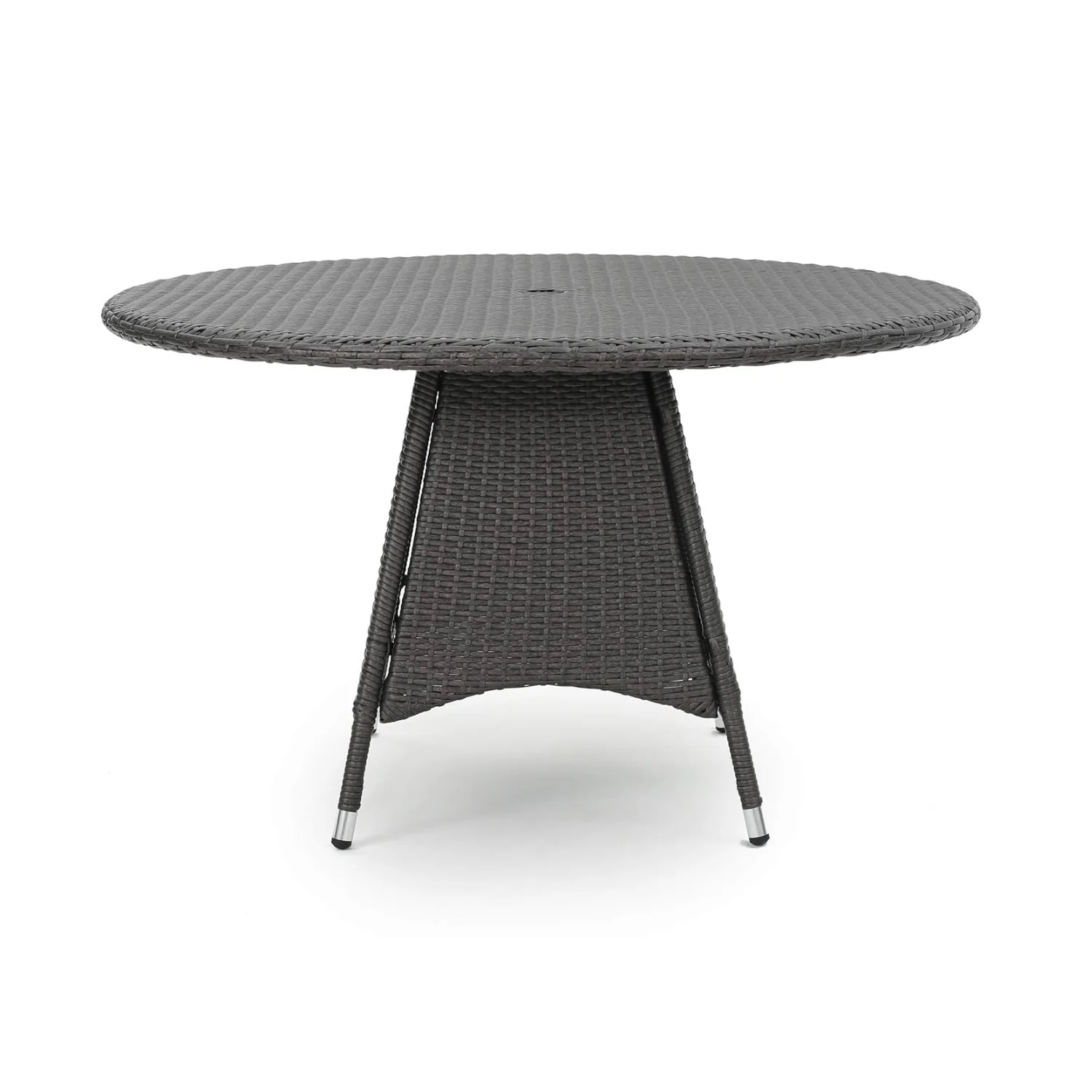 Outdoor Rattan Wicker Round Patio Table (Black) - Image 4