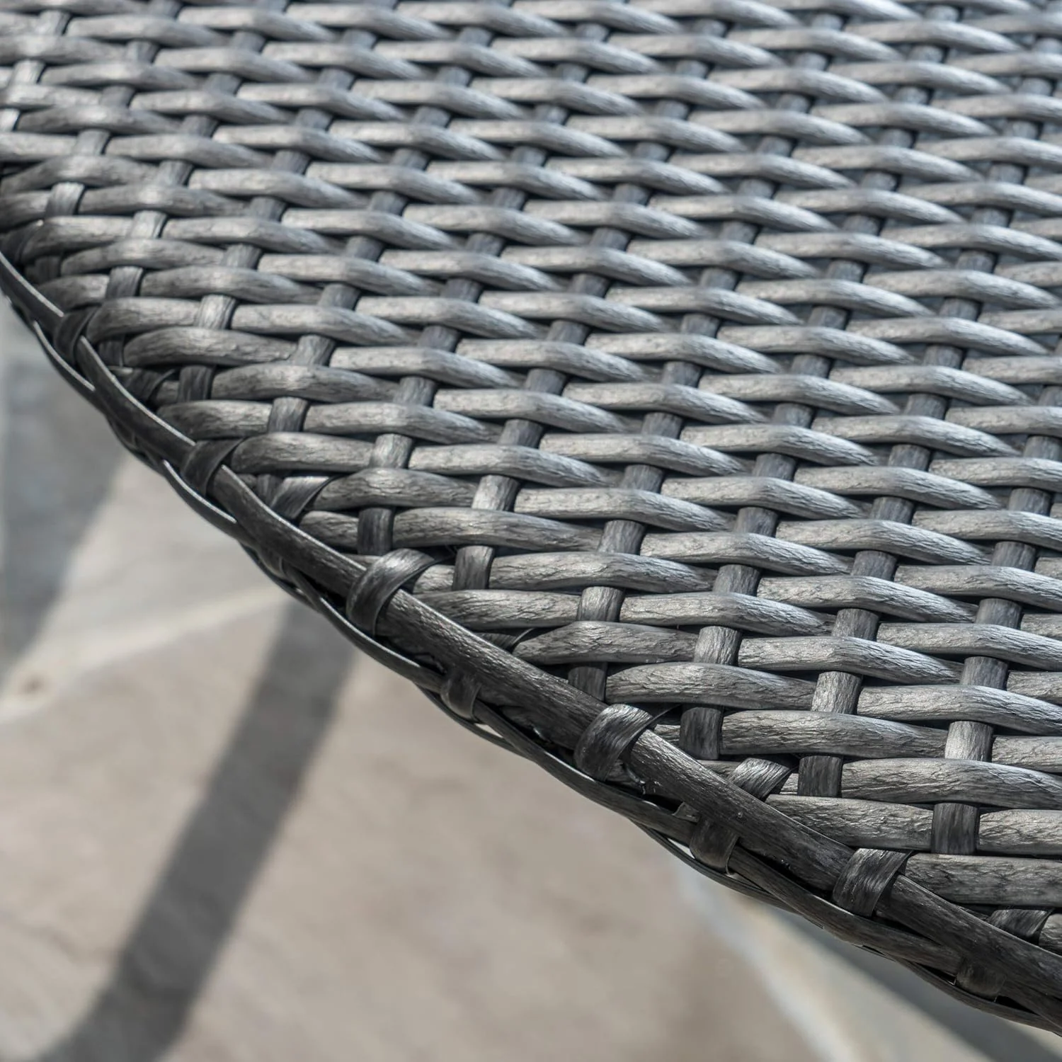 Outdoor Rattan Wicker Round Patio Table (Black) - Image 7