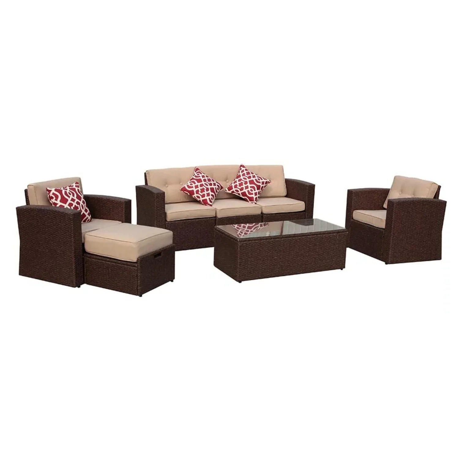 Outdoor Rattan Wicker Sectional 6-Seater Sofa Set - Image 5