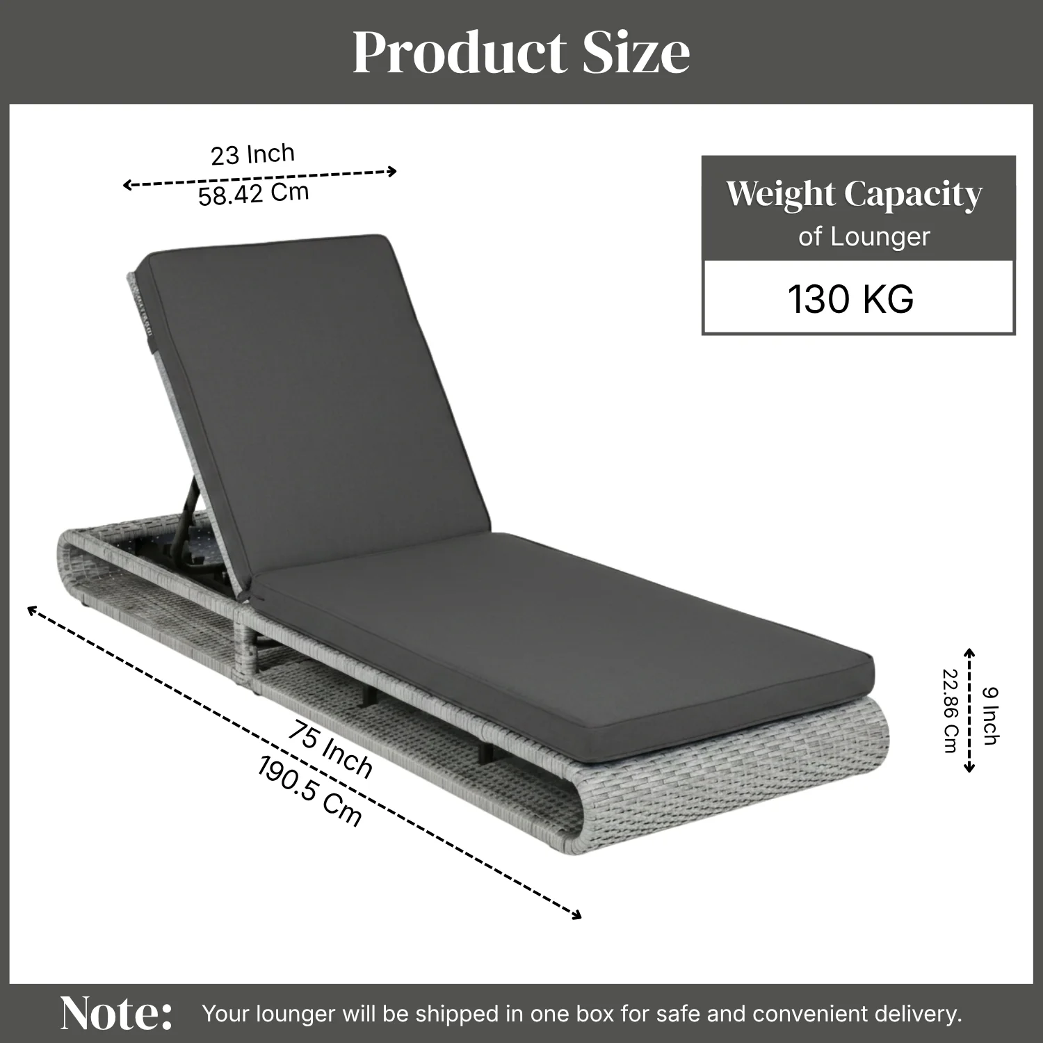 Outdoor Rattan Wicker Single Lounger Chair (Silver Grey & Dark Grey) - Image 2