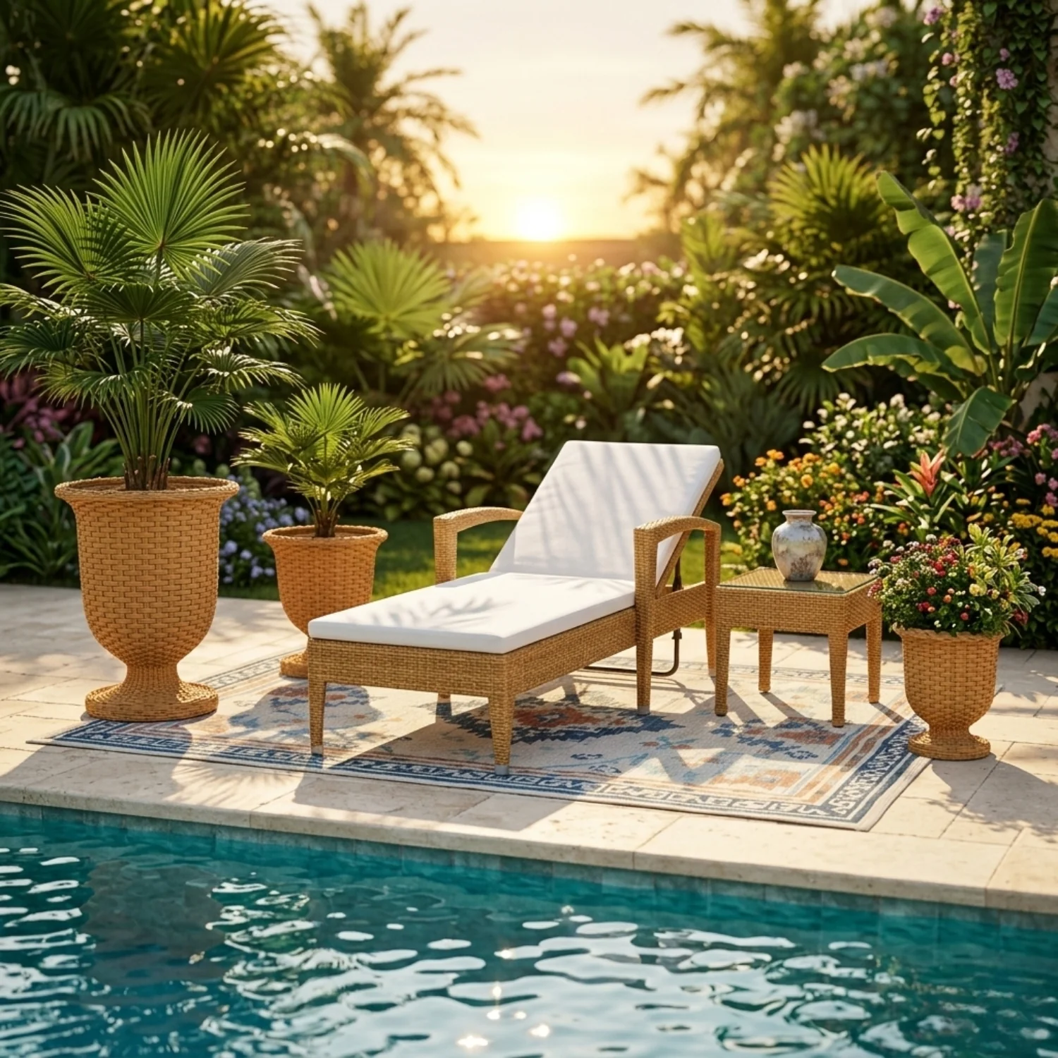 Outdoor Rattan Wicker Urn Planter Set of 3 (Beige) - Image 7