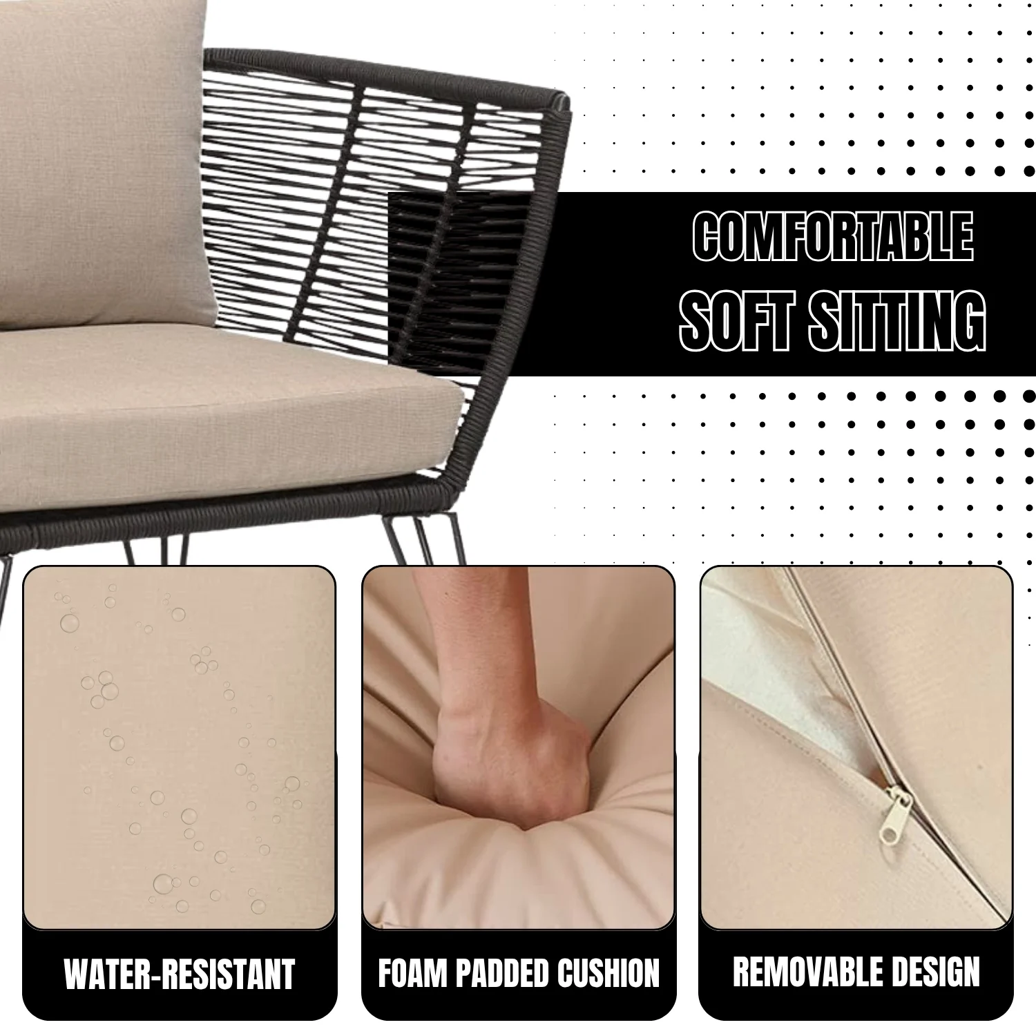 Outdoor Rope 1 Piece Patio Single Seater Sofa - Image 6