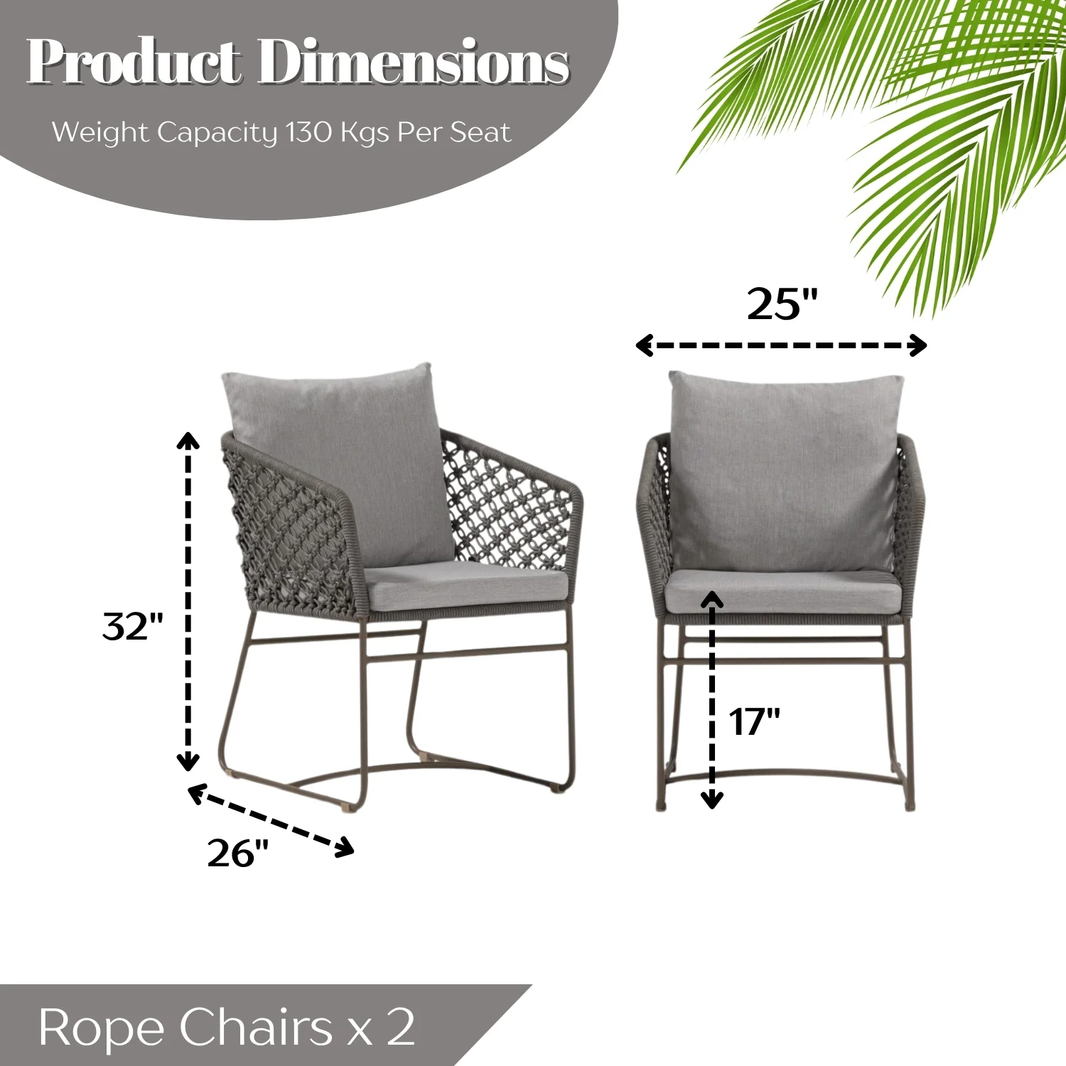 Outdoor Rope 2-Piece Patio Chairs - Image 2