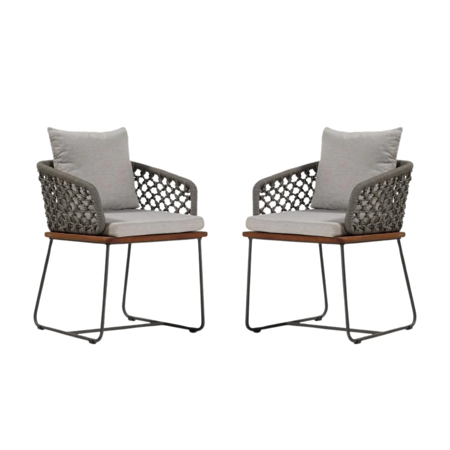 Outdoor Rope 2-Piece Patio Chairs With Wooden Base - Image 5