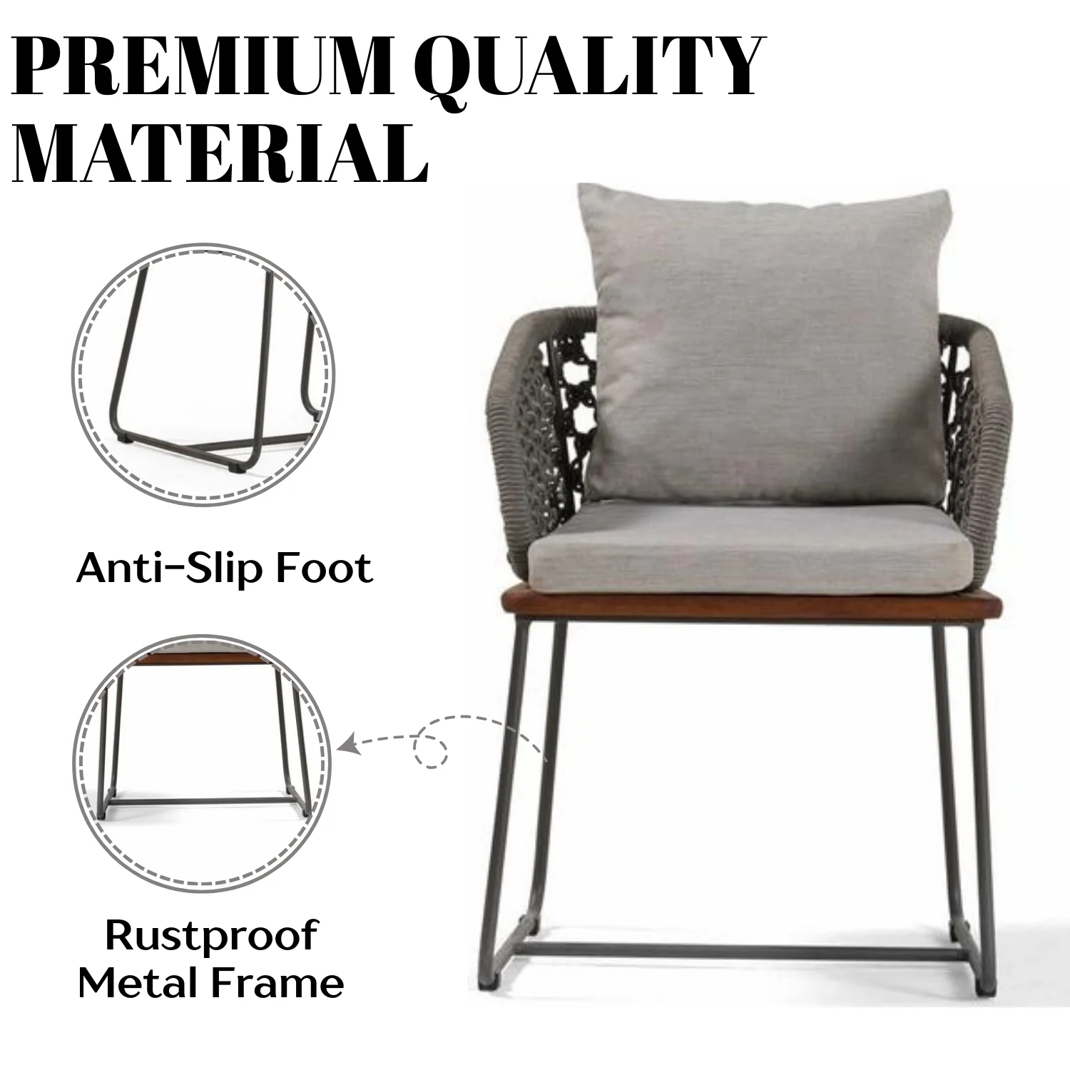 Outdoor Rope 2-Piece Patio Chairs With Wooden Base - Image 8