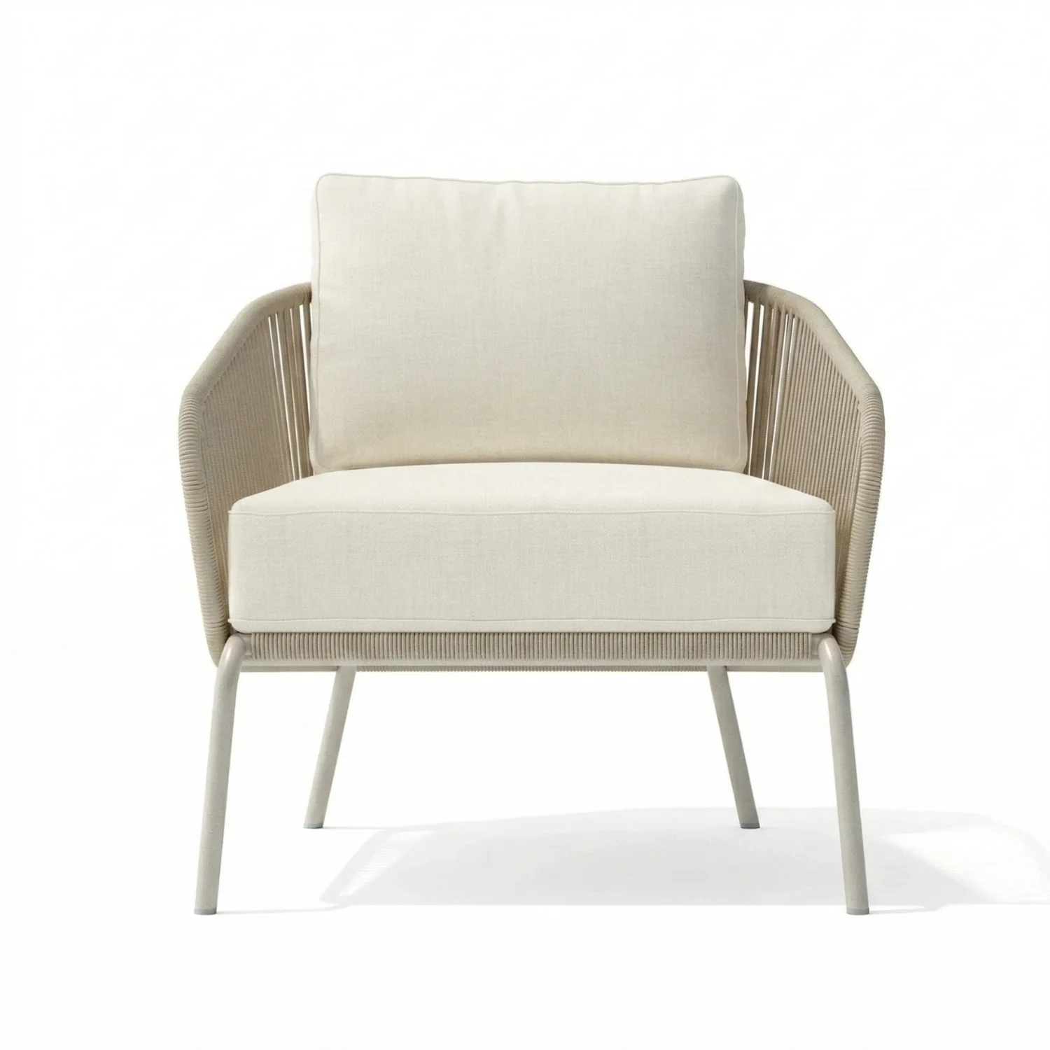 Outdoor Rope 2-Piece Sofa Chairs (Beige & Off-White) - Image 8