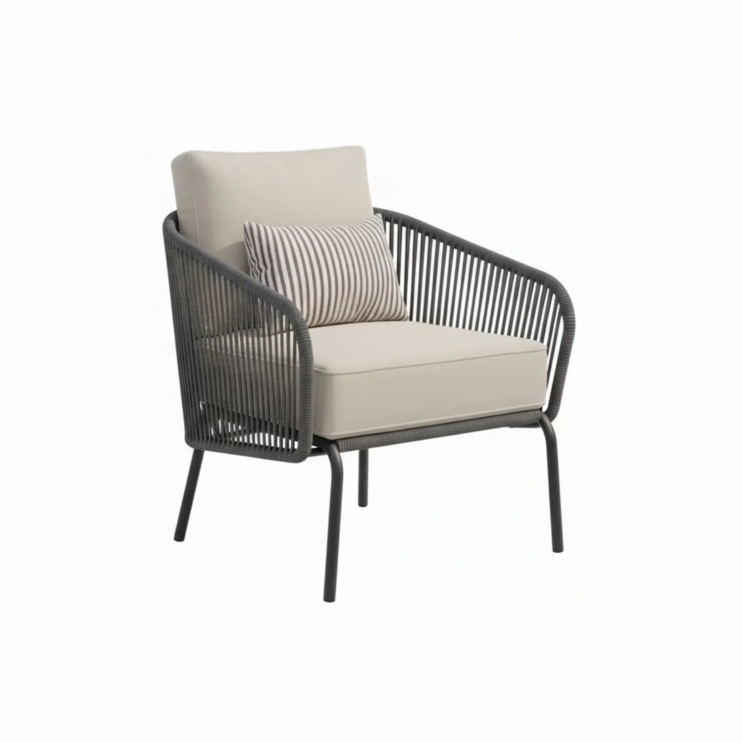 Outdoor Rope 2-Piece Sofa Chairs (Grey & Off-White) - Image 7