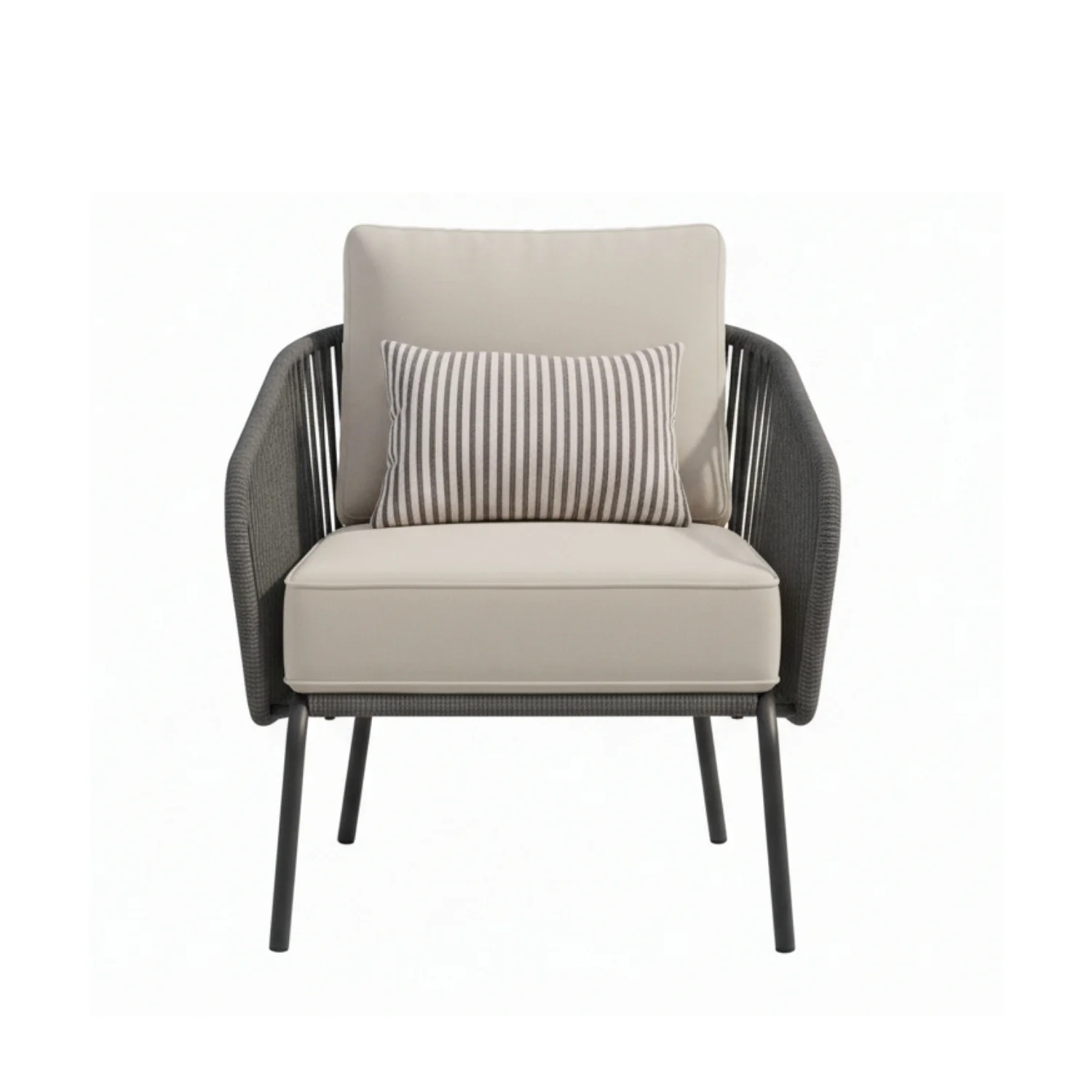 Outdoor Rope 2-Piece Sofa Chairs (Grey & Off-White) - Image 8