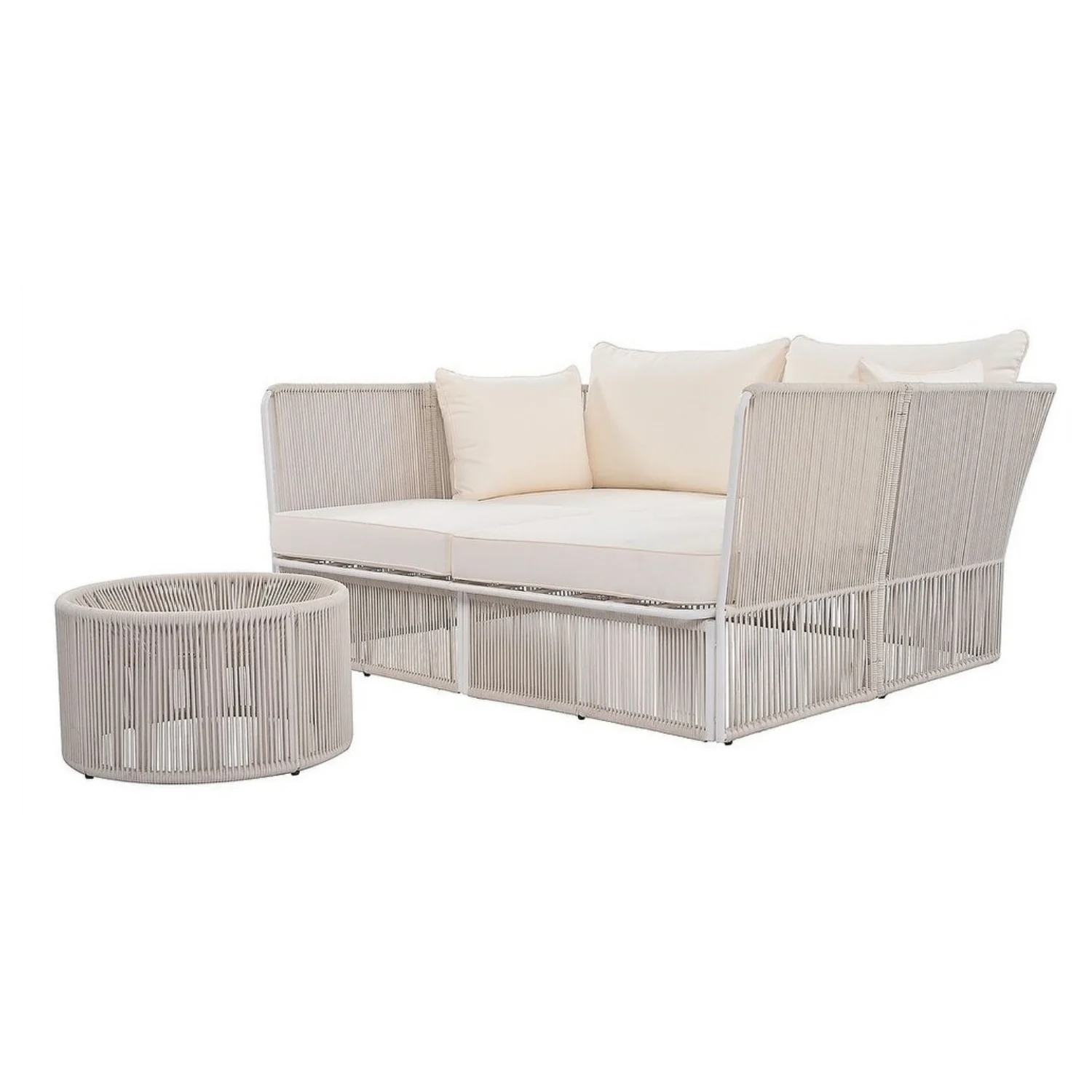 Outdoor Rope 2 Seater Patio Daybed With Side Table - Image 4