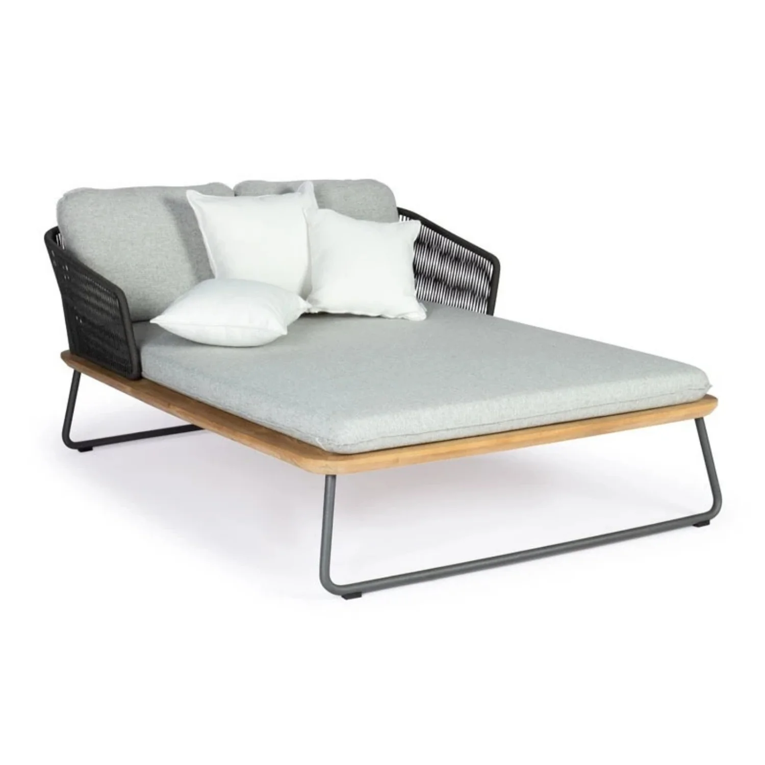 Outdoor Rope 2 Seater Patio Daybed With Wooden Top Side Table - Image 5