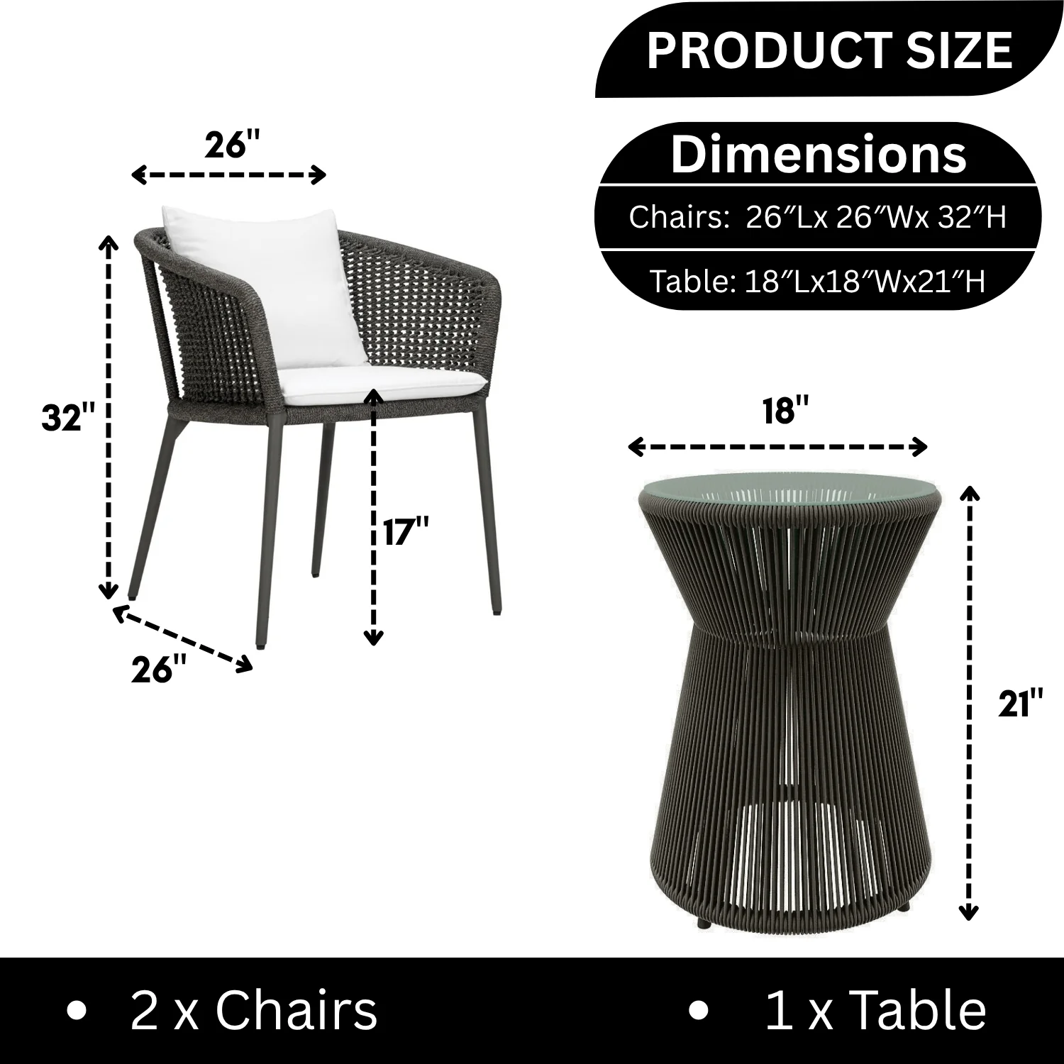 Outdoor Rope 3-Piece Patio Set - Image 2