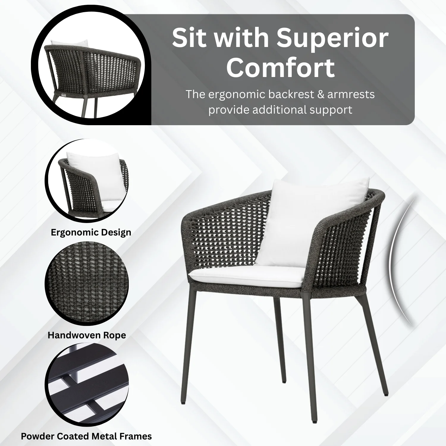 Outdoor Rope 3-Piece Patio Set - Image 5