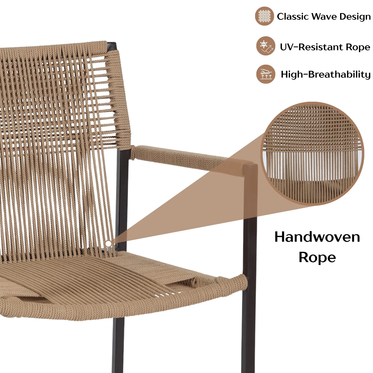 Outdoor Rope 3-Piece Patio Set (Beige) - Image 5
