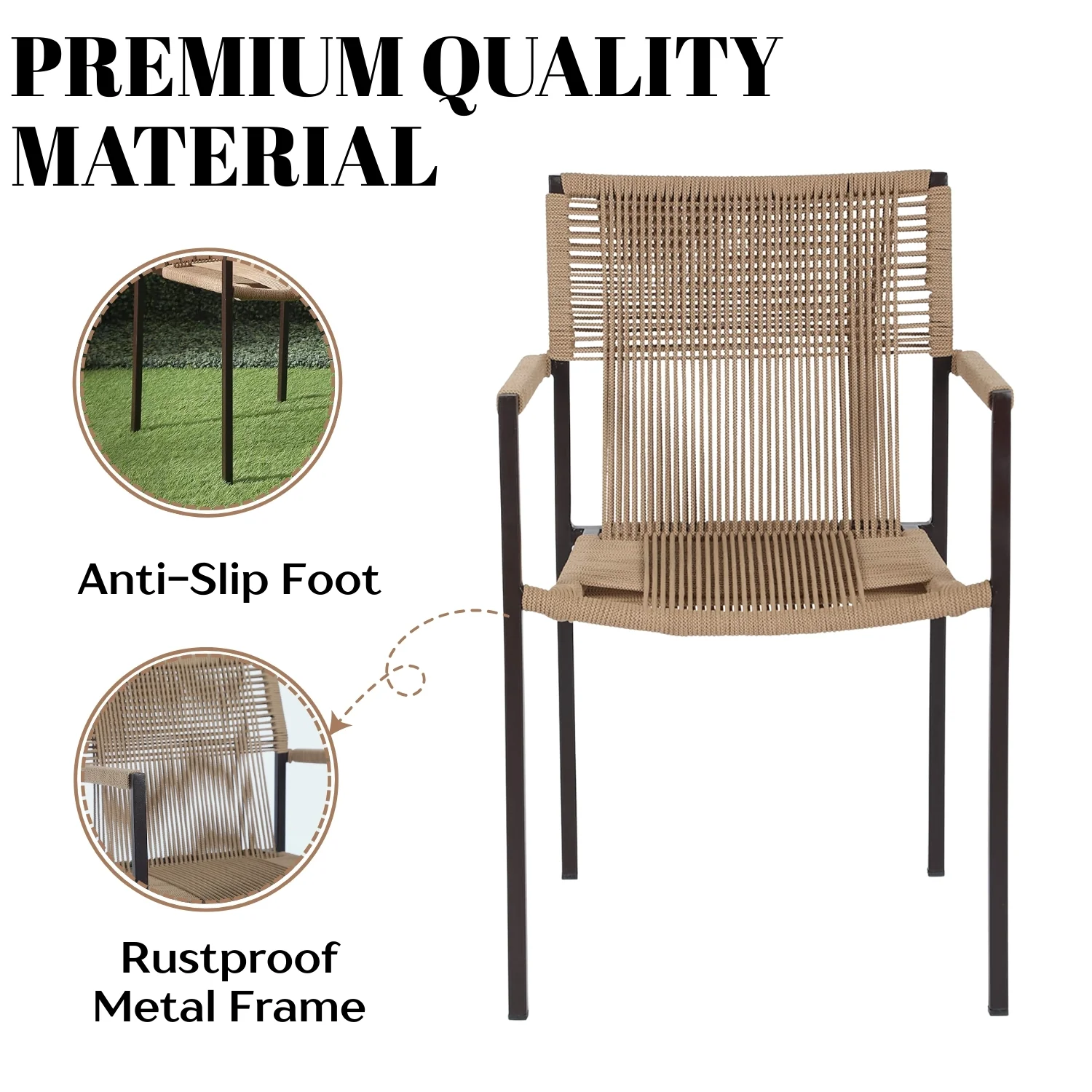 Outdoor Rope 3-Piece Patio Set (Beige) - Image 6