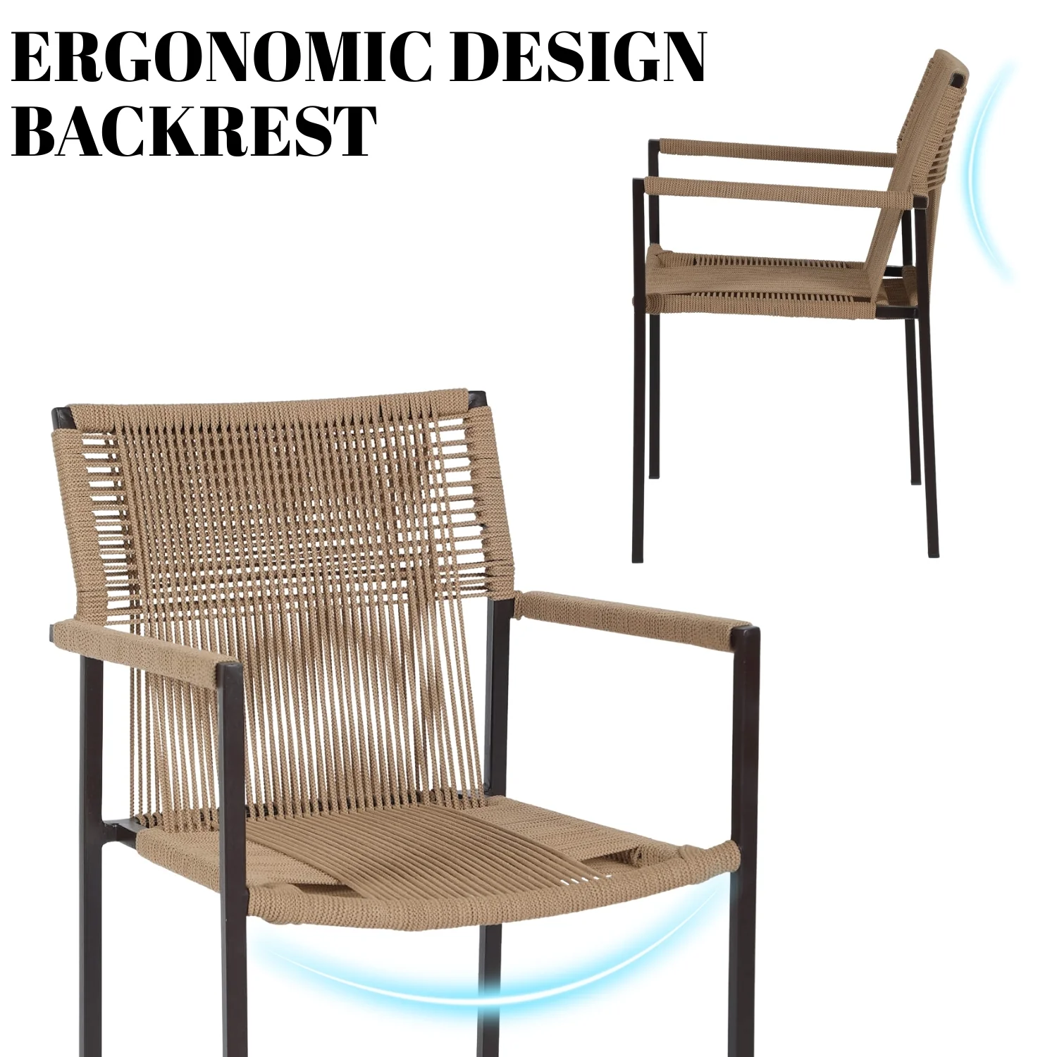 Outdoor Rope 3-Piece Patio Set (Beige) - Image 7
