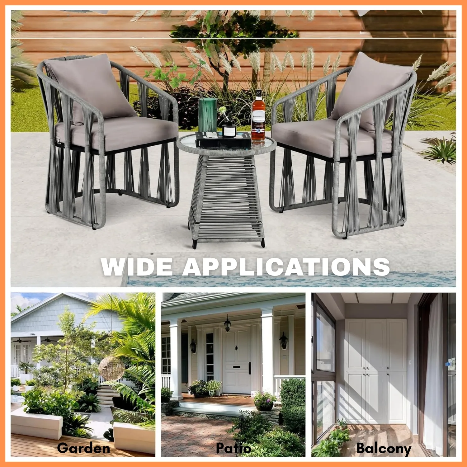 Outdoor Rope 3-Piece Patio Set - Image 9