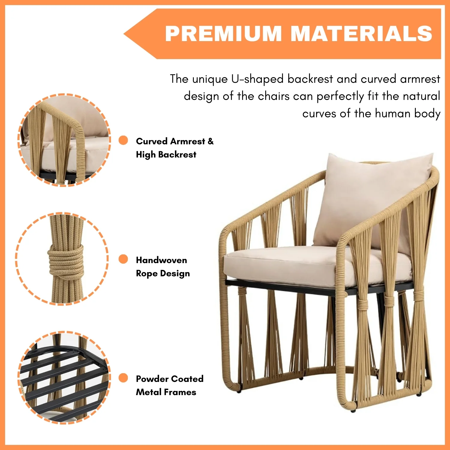 Outdoor Rope 3-Piece Patio Set - Image 5