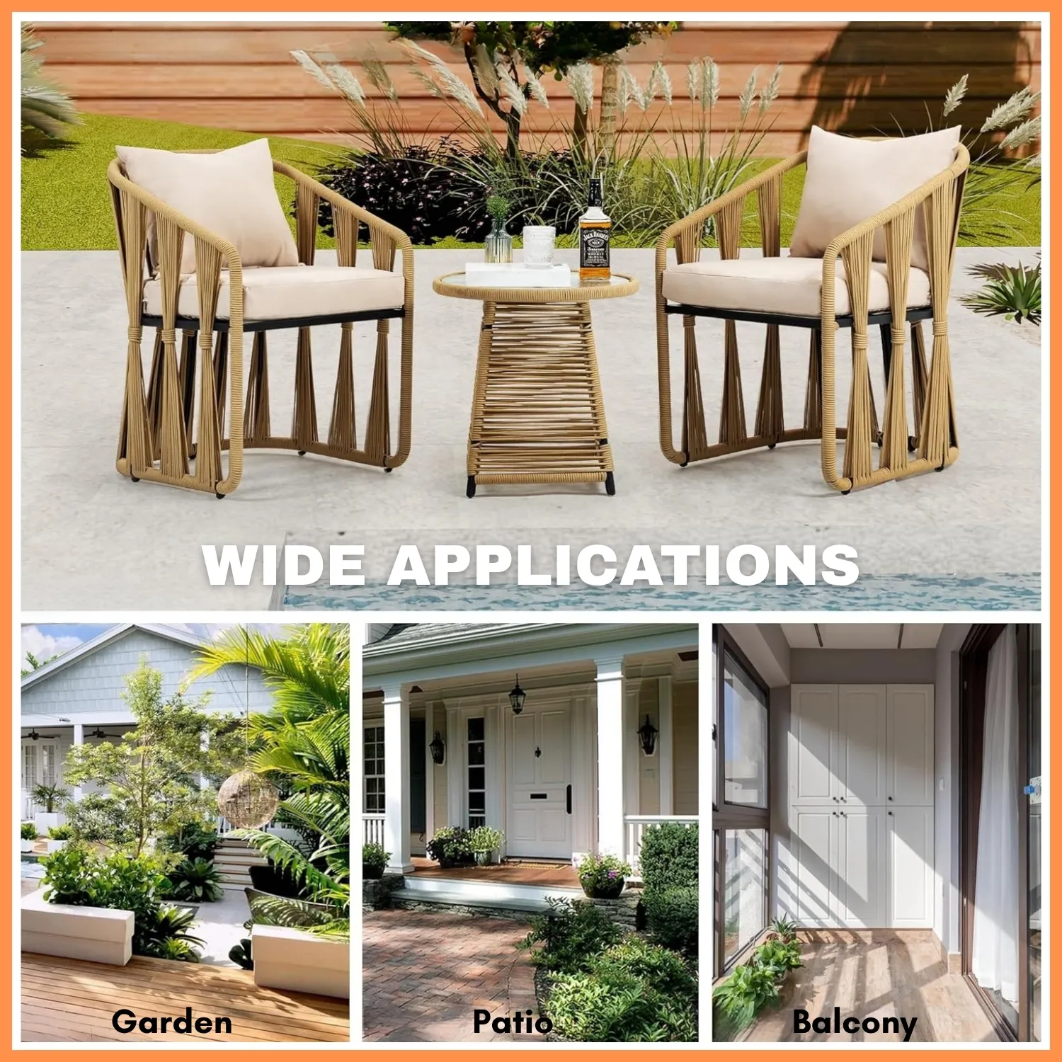 Outdoor Rope 3-Piece Patio Set - Image 9