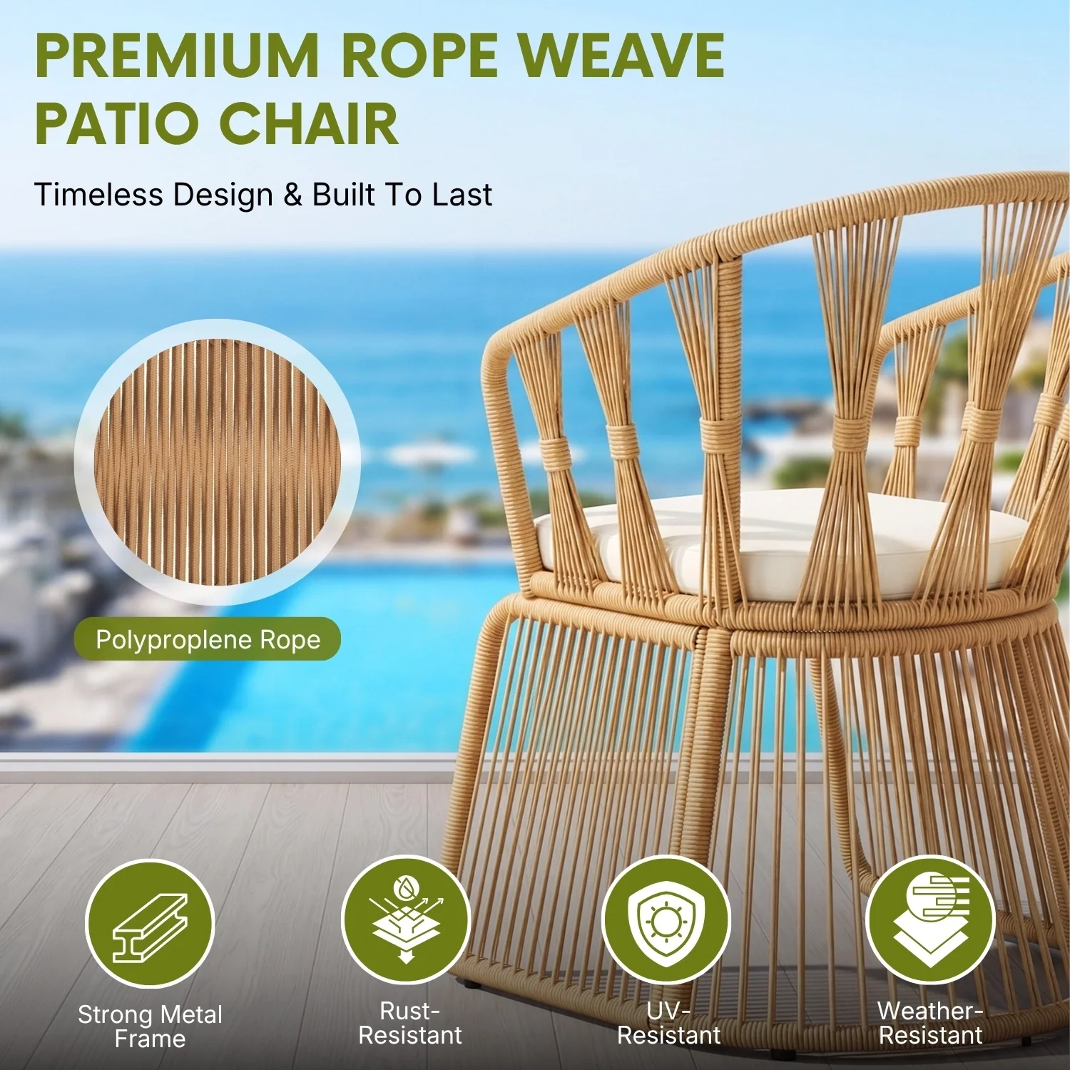 Outdoor Rope 3-Piece Patio Set (Beige & Off-White) - Image 4