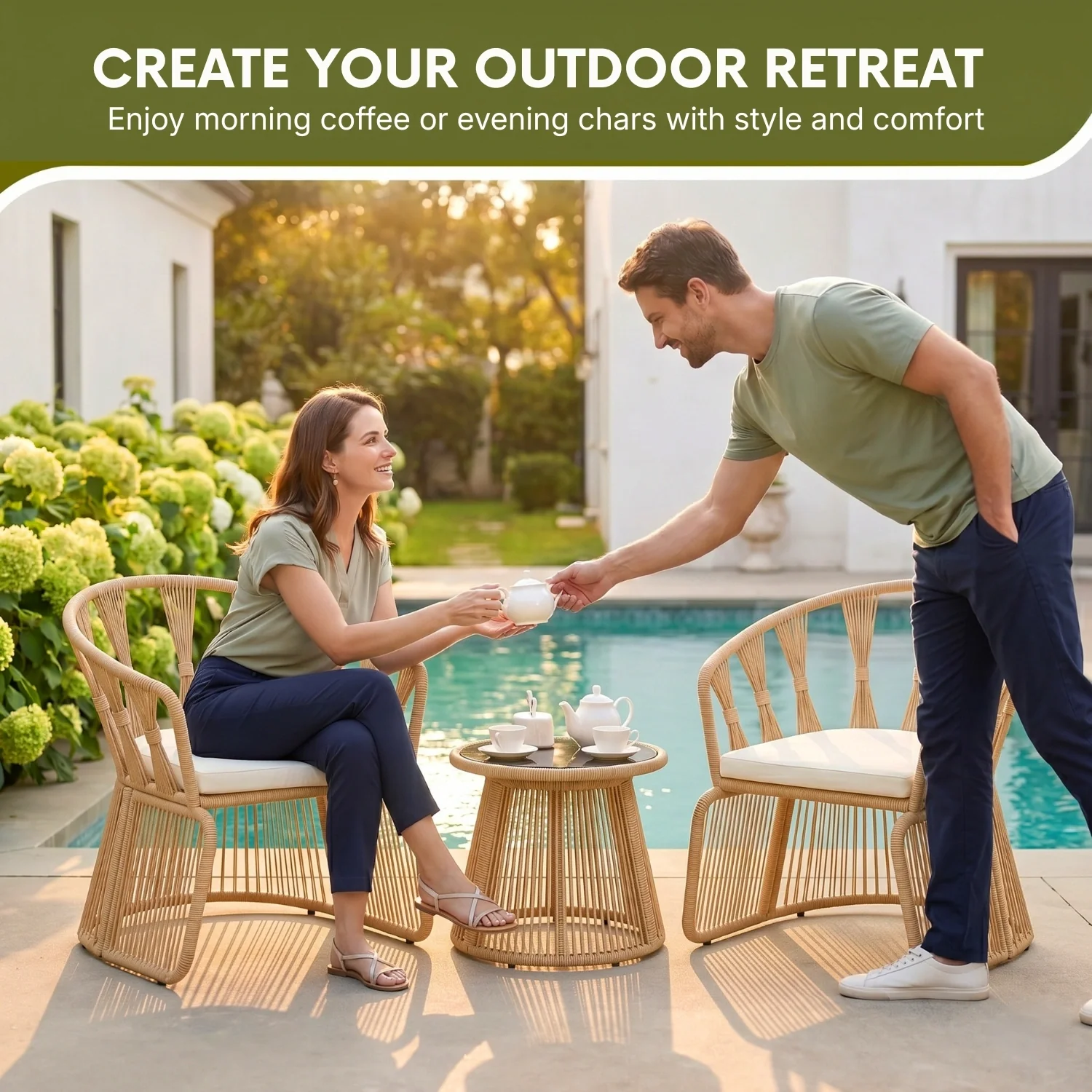 Outdoor Rope 3-Piece Patio Set (Beige & Off-White) - Image 8