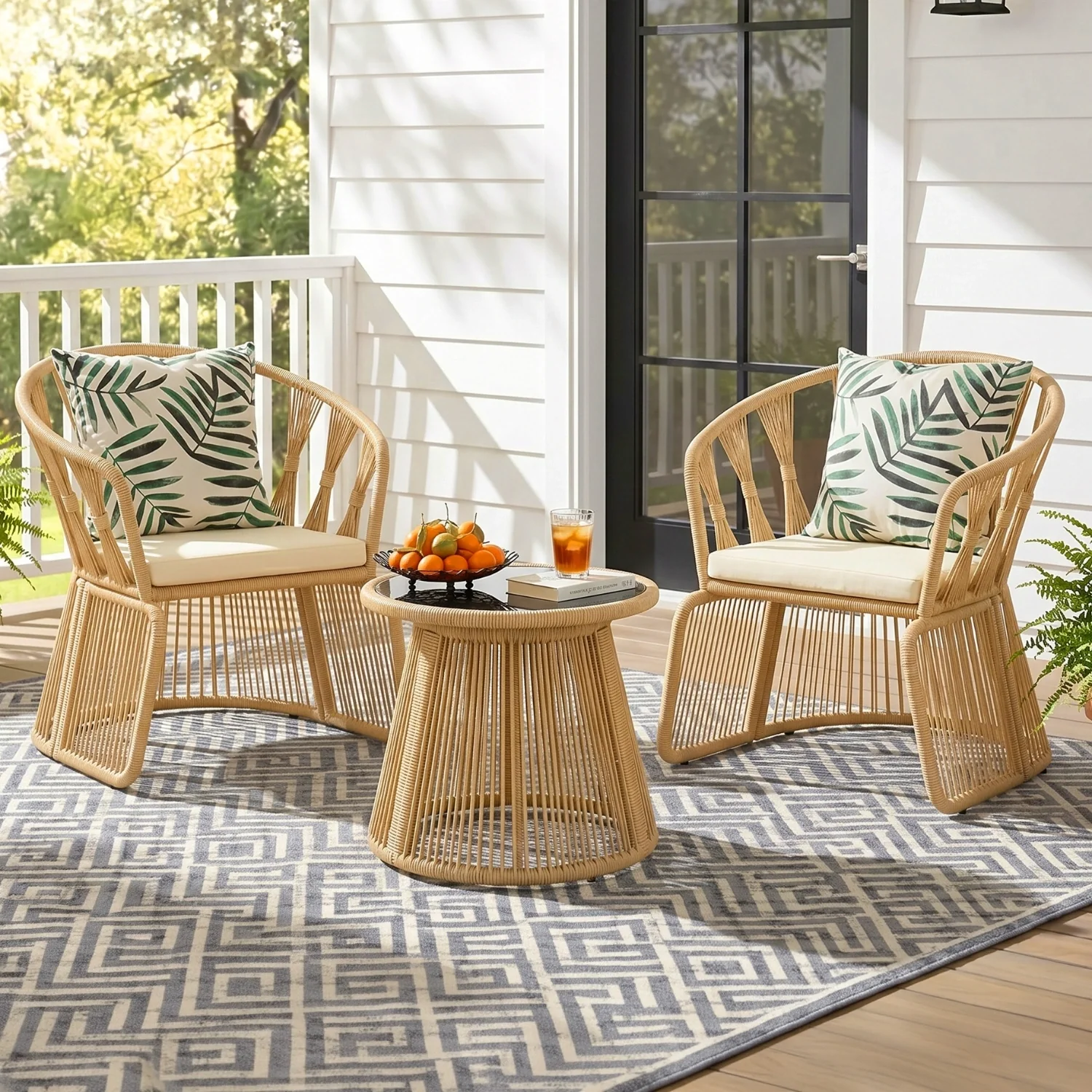 Outdoor Rope 3-Piece Patio Set (Beige & Off-White) - Image 9