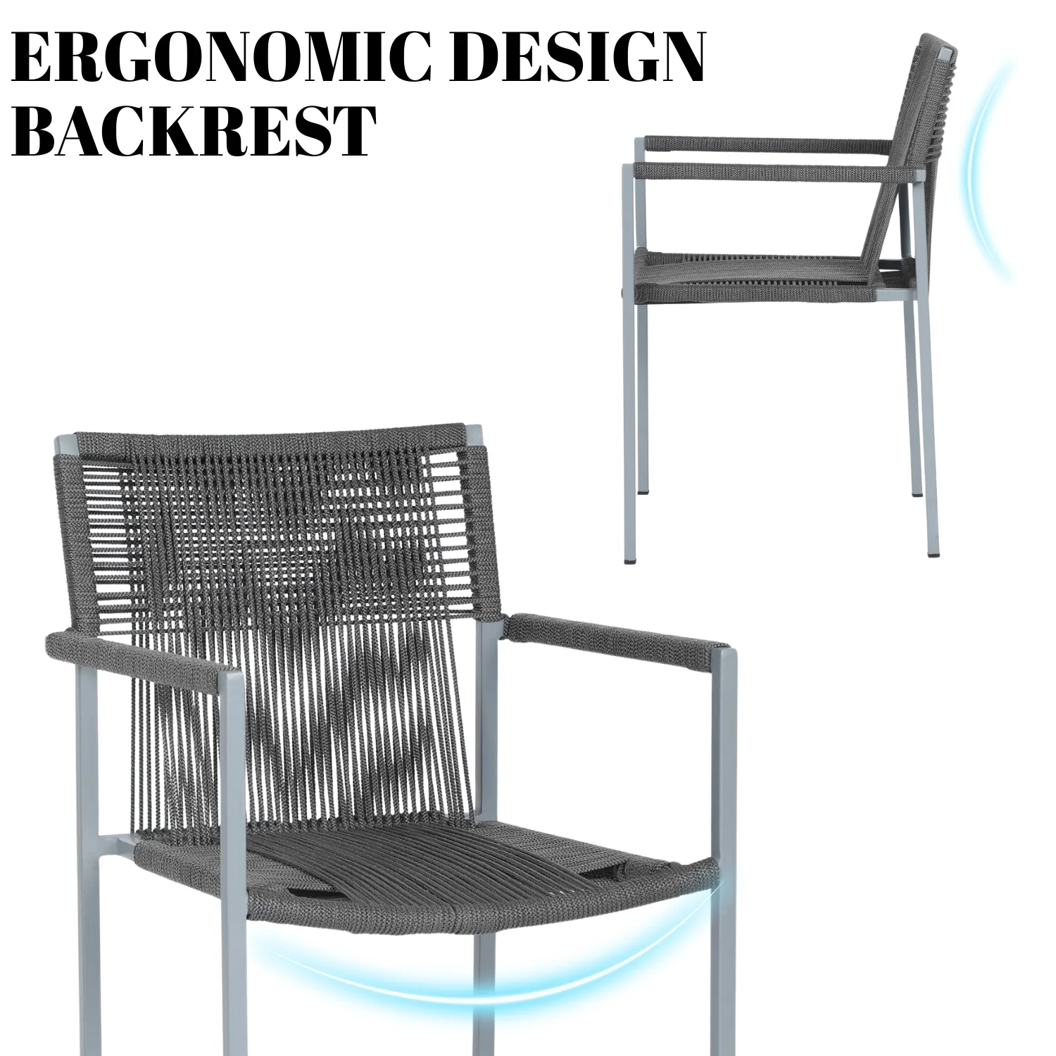 Outdoor Rope 3-Piece Patio Set (Grey) - Image 6
