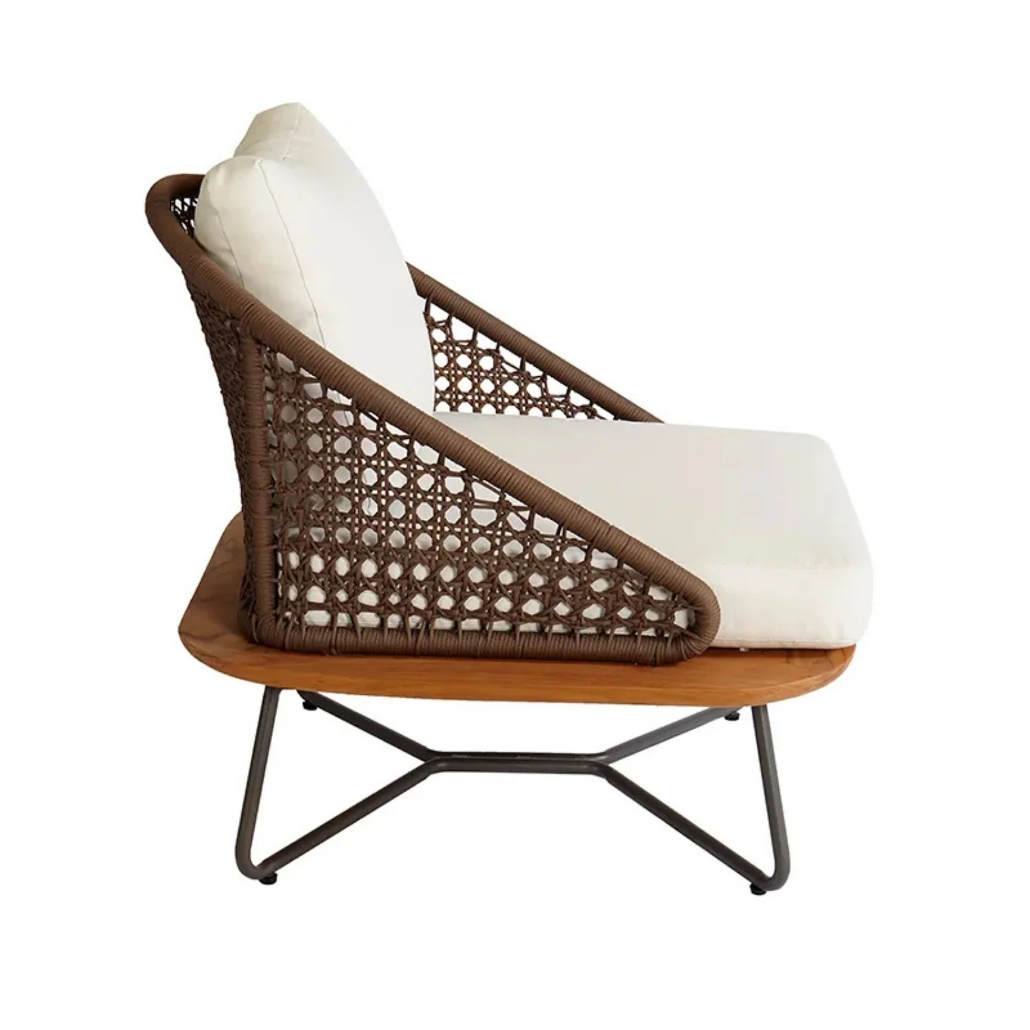 Outdoor Rope 3-Piece Patio Set With Wooden Top Table - Image 9