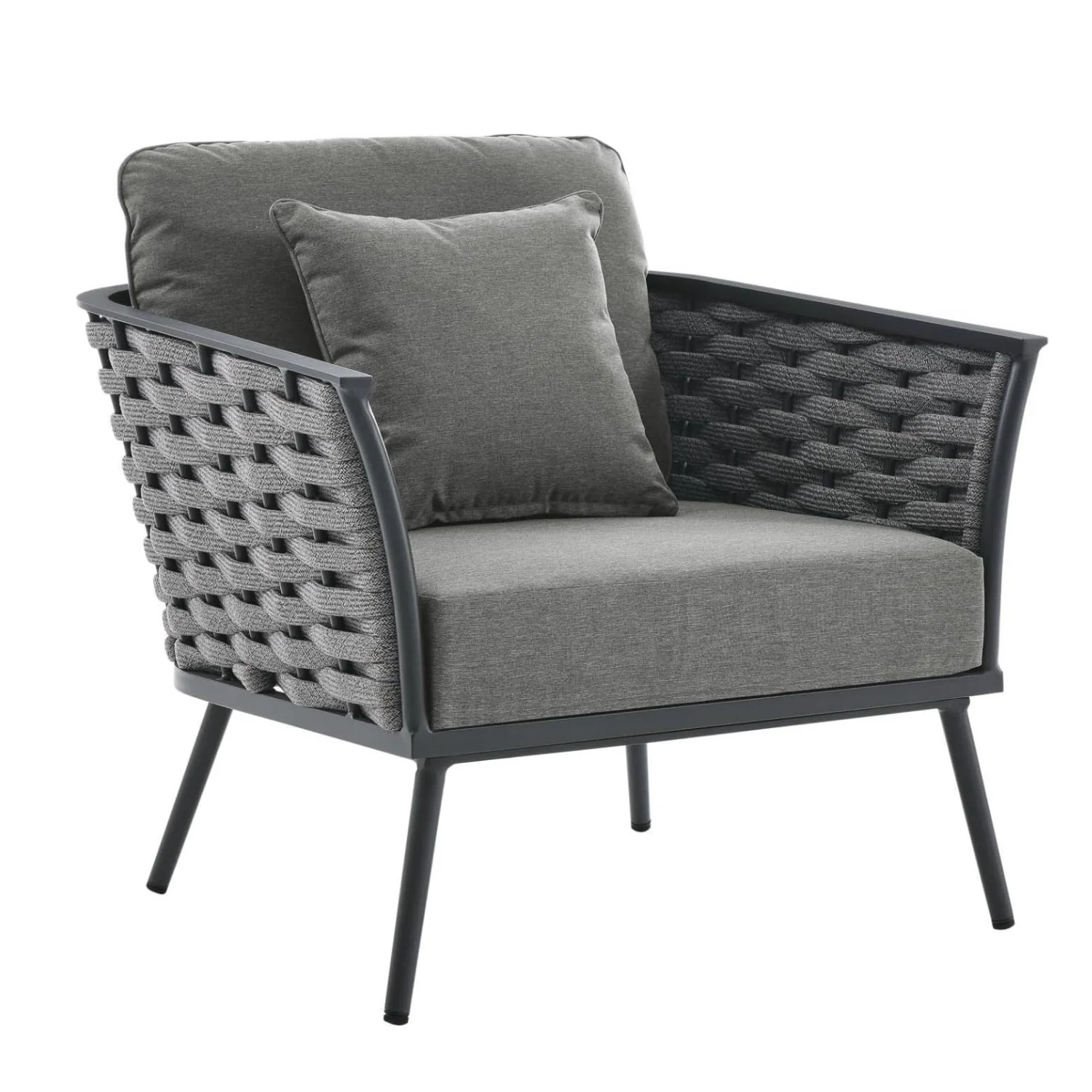 Outdoor Rope 3-Piece Patio Set With Wooden Top Table - Image 4