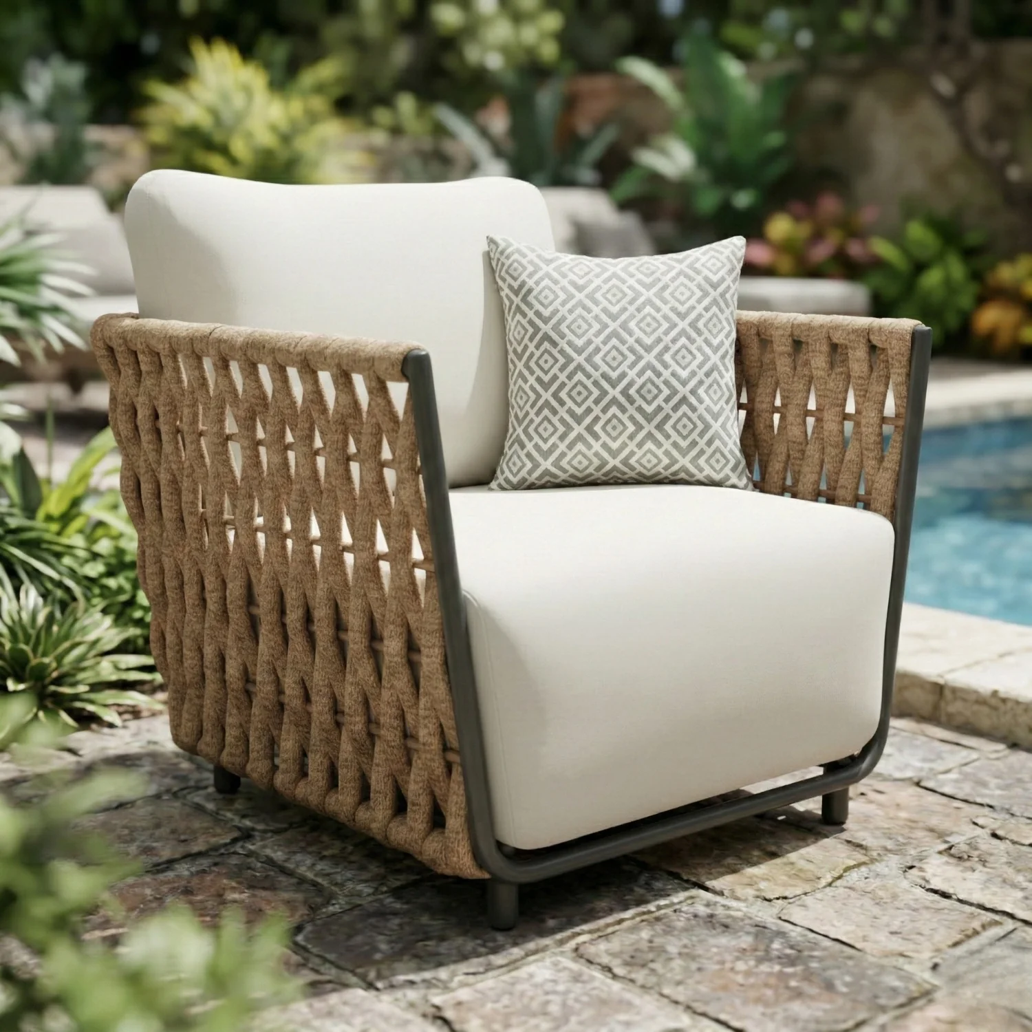 Outdoor Rope 3-Piece Patio Sofa Set (Beige & Off-White) - Image 9