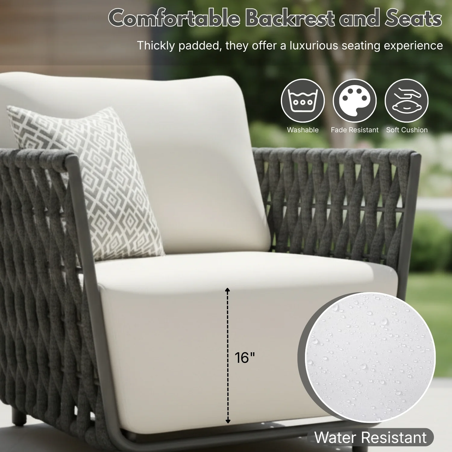 Outdoor Rope 3-Piece Patio Sofa Set (Grey & Off-White) - Image 5