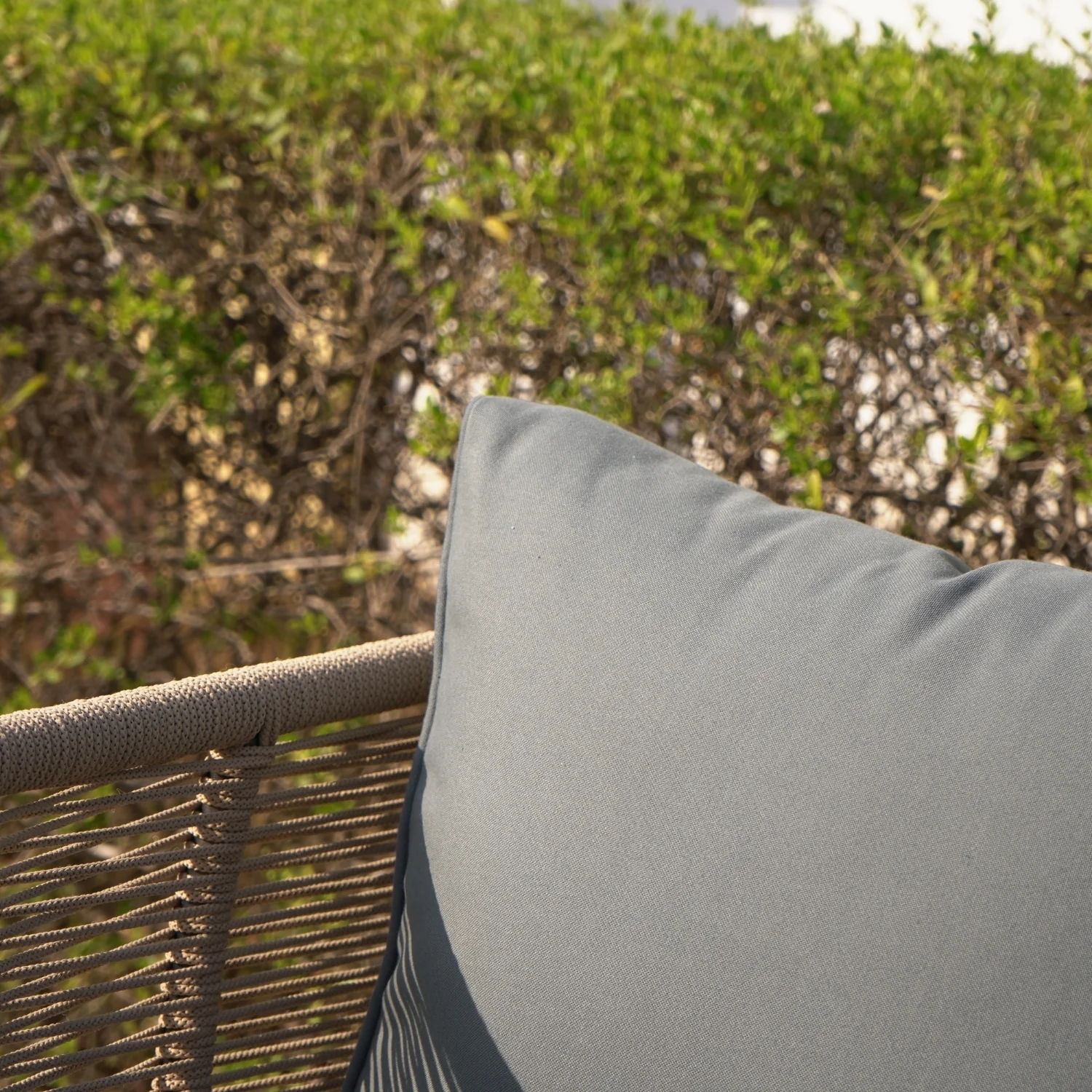 Outdoor Rope 4-Piece Patio Sofa Set with Glass Top Table (Beige & Dark Grey) - Image 10