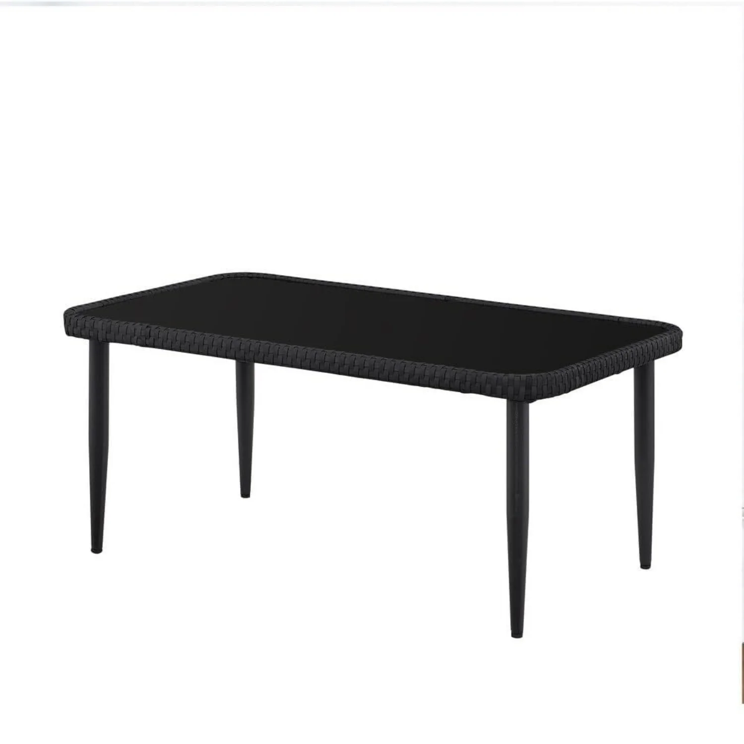Outdoor Rope 4-Piece Patio Sofa Set with Glass Top Table (Black/Light Grey) - Image 12