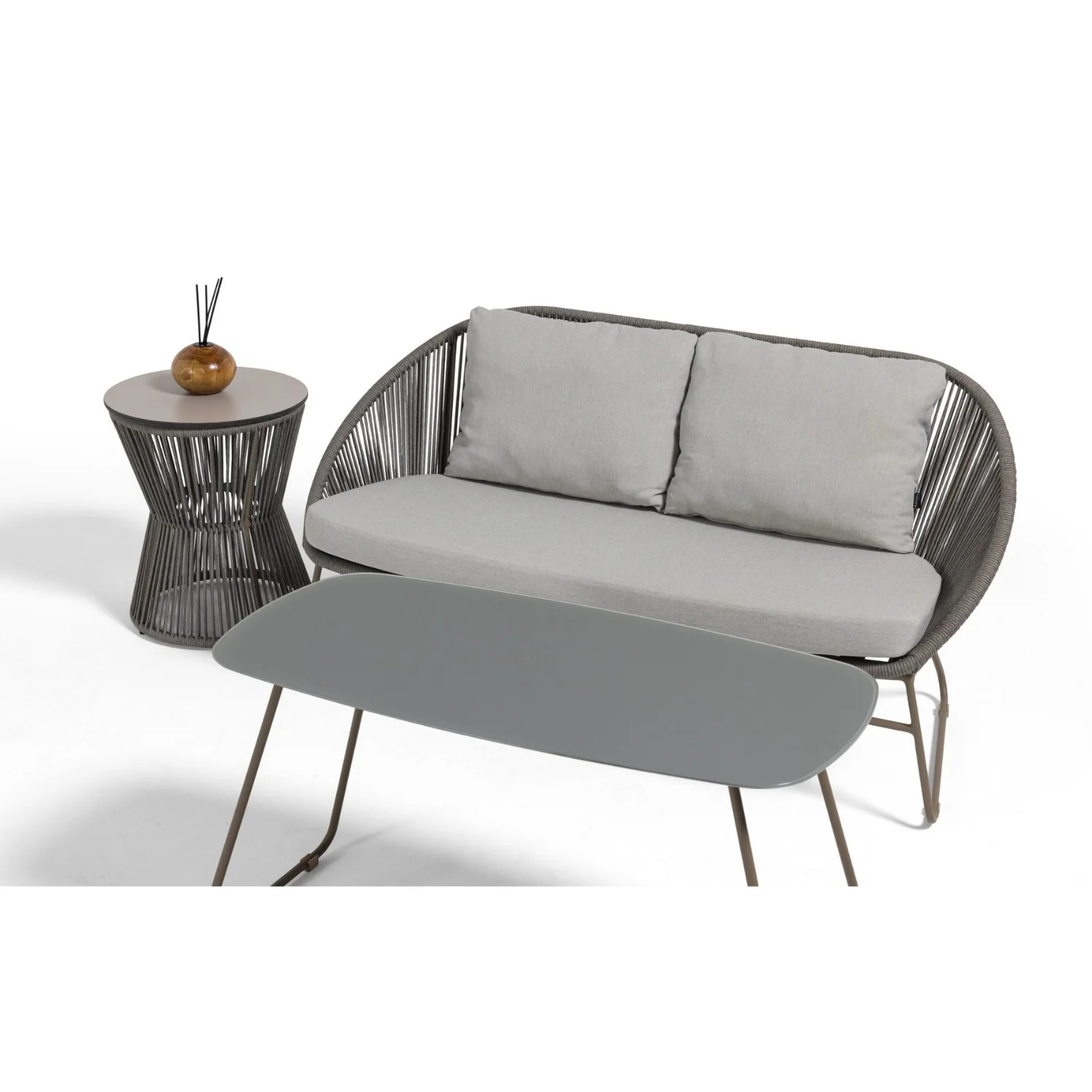Outdoor Rope 4-Piece Patio Sofa Set with Glass Top Tables - Image 17