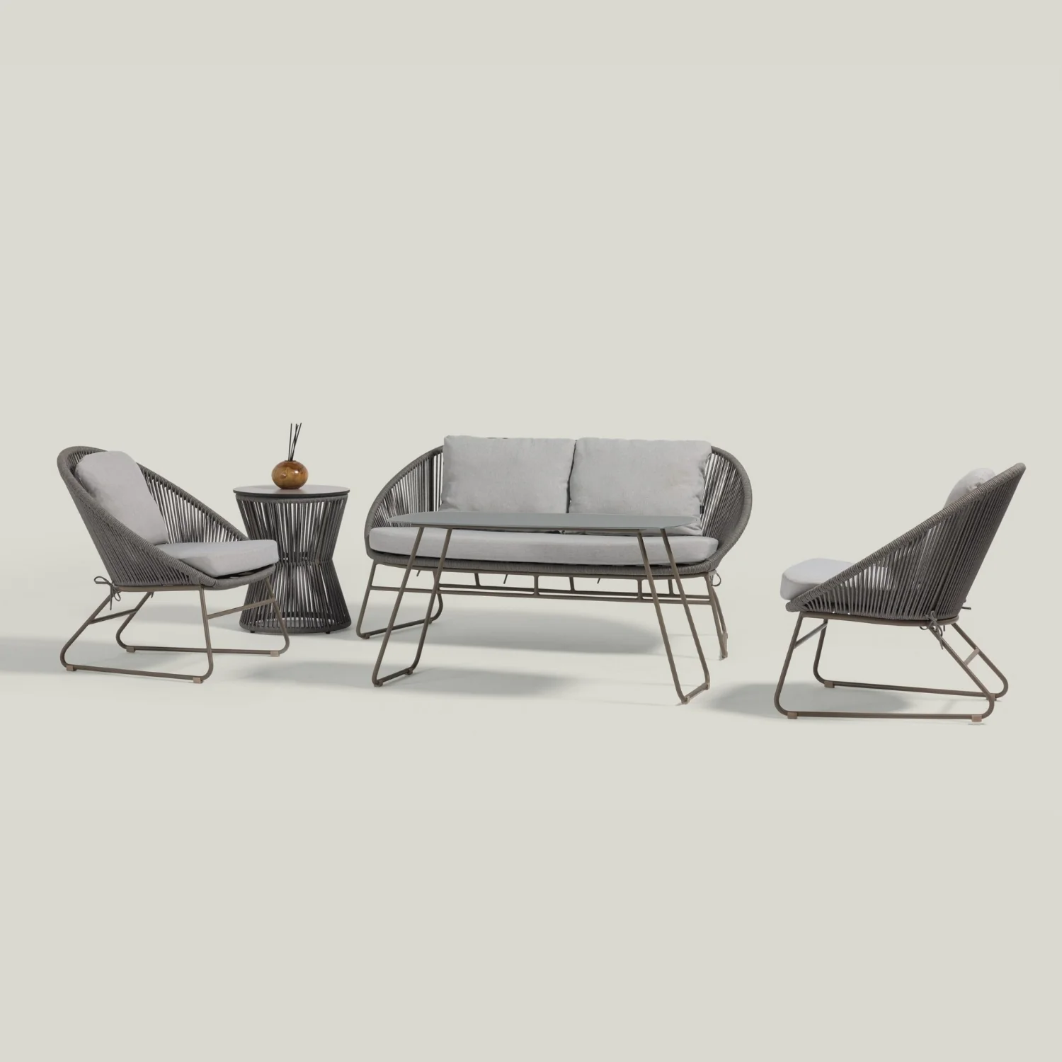 Outdoor Rope 4-Piece Patio Sofa Set with Glass Top Tables - Image 21