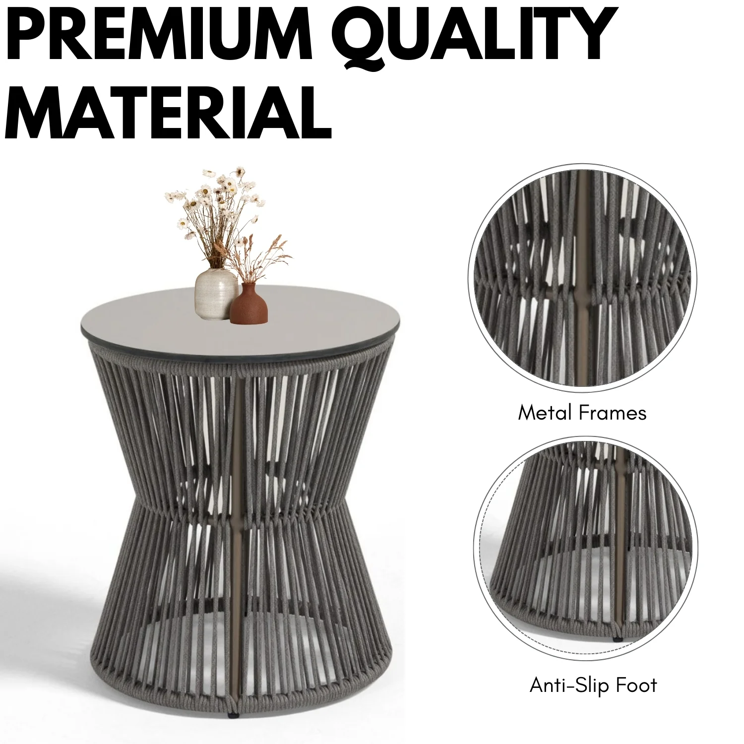 Outdoor Rope 4-Piece Patio Sofa Set with Glass Top Tables - Image 9