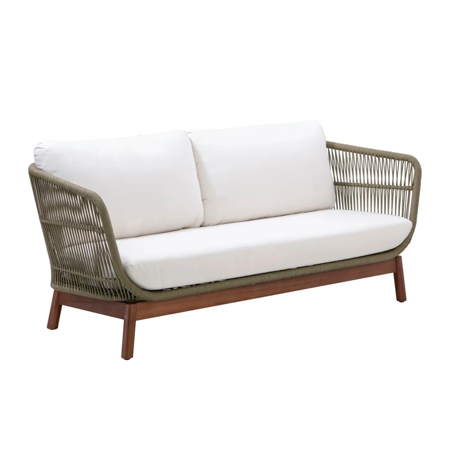 Outdoor Rope 4-Piece Patio Sofa Set with Wooden Legs & Coffee Table - Image 8