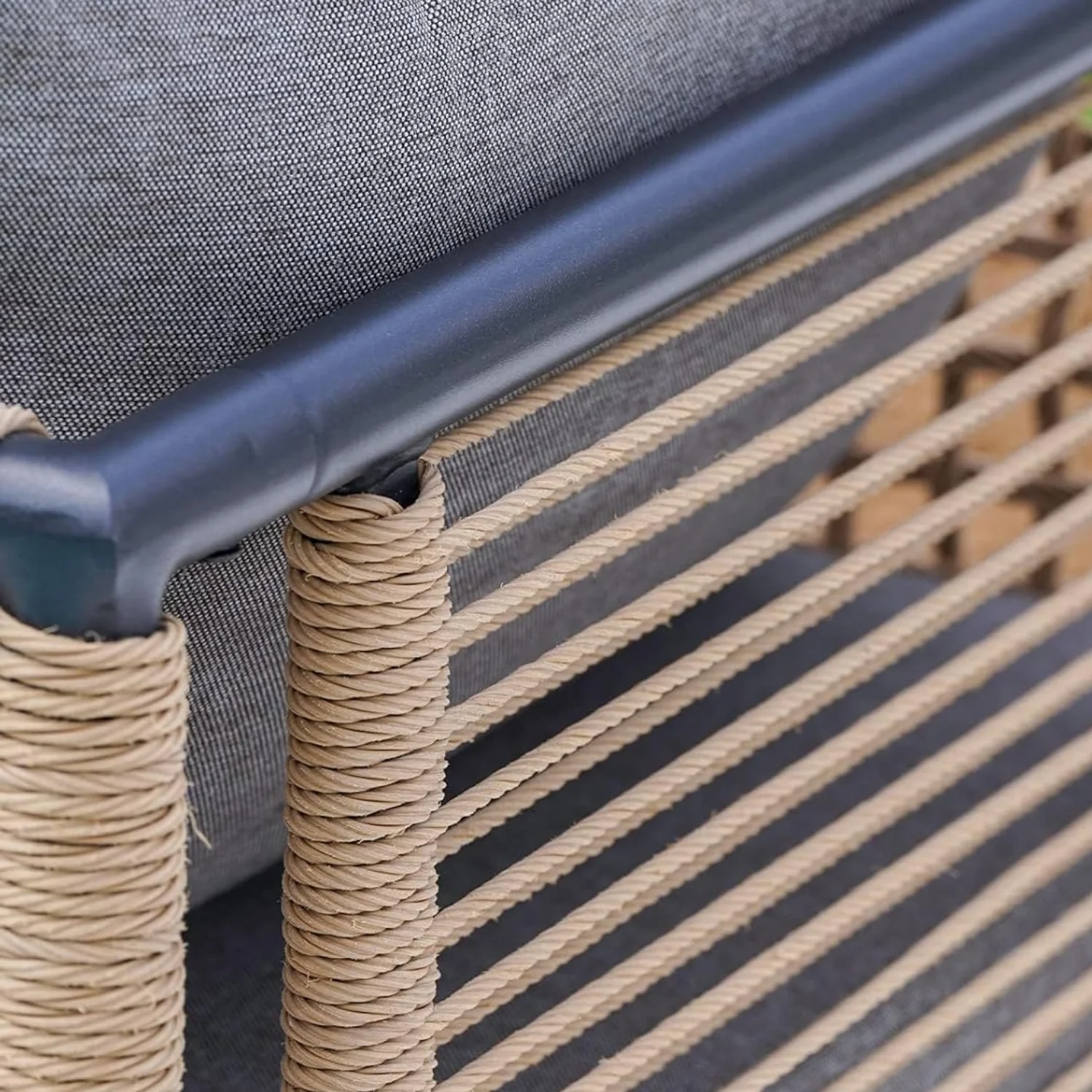 Outdoor Rope 4 Piece Sofa Set (Beige & Grey) - Image 10