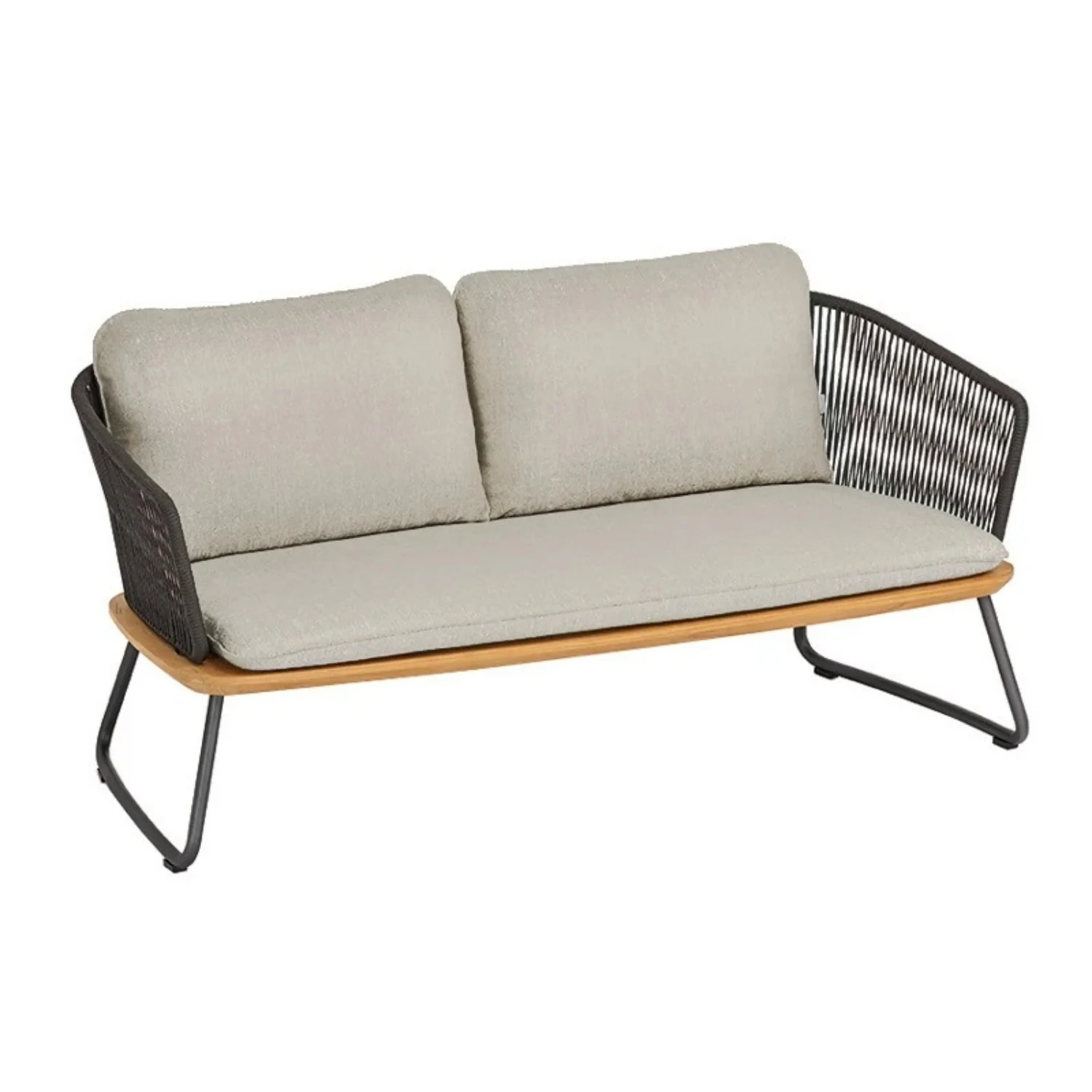 Outdoor Rope 4-Piece Sofa Set With Wooden Top Table - Image 10